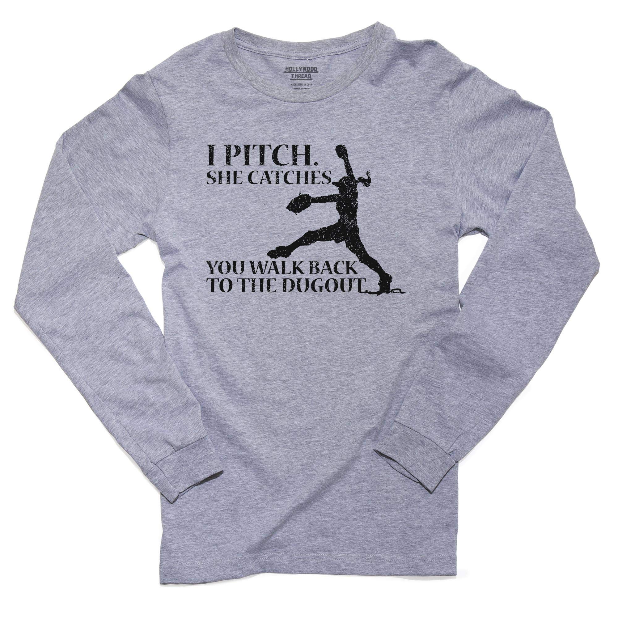 Baseball Softball Pitcher Men's Long Sleeve T-Shirt - Hollywood Thread Design for Players & Fans - Perfect for Games, Practice & Casual Wear