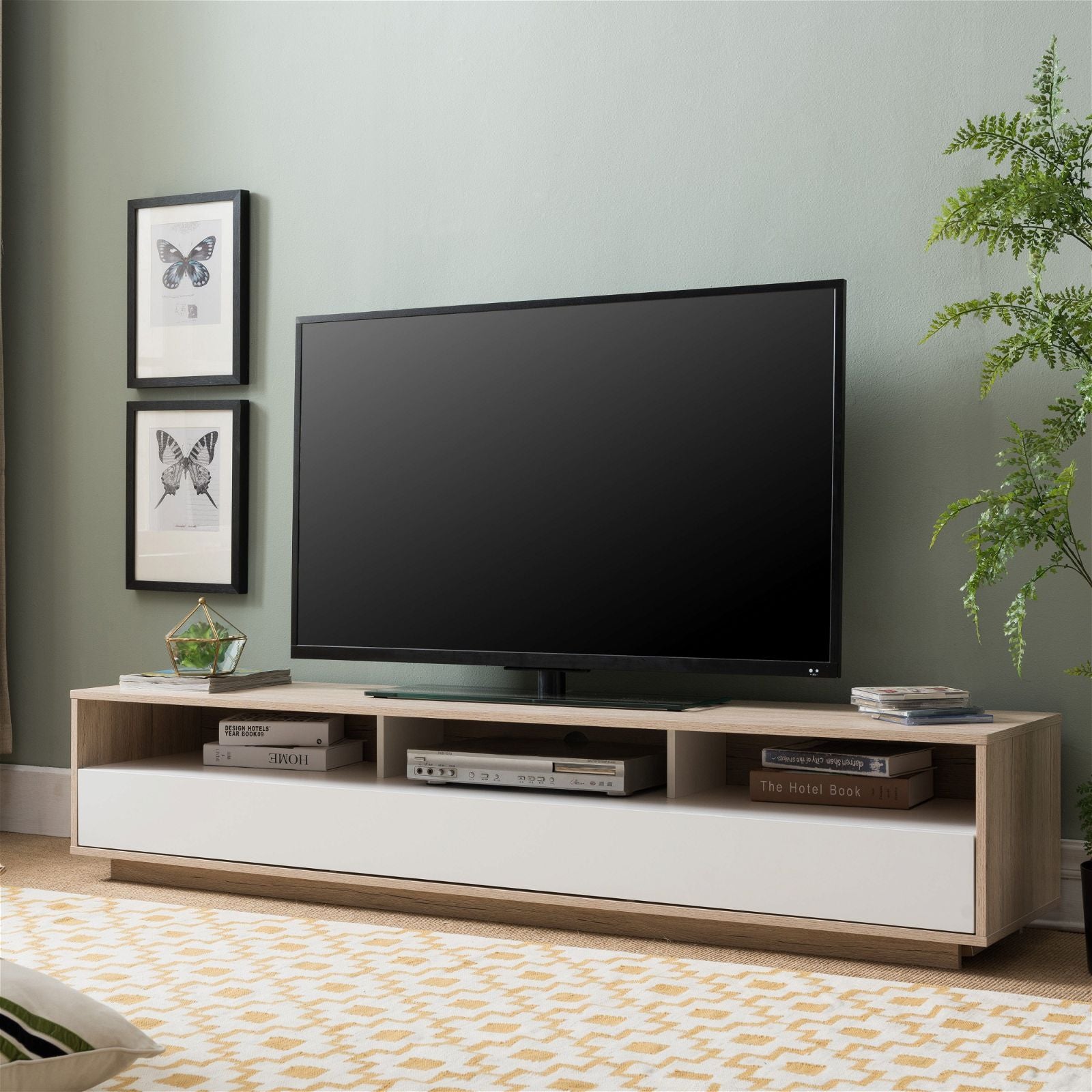 Tauris™ SUAVE1800 Solid Oak Entertainment Center - Modern TV Stand for Living Room, Home Theater & Media Storage