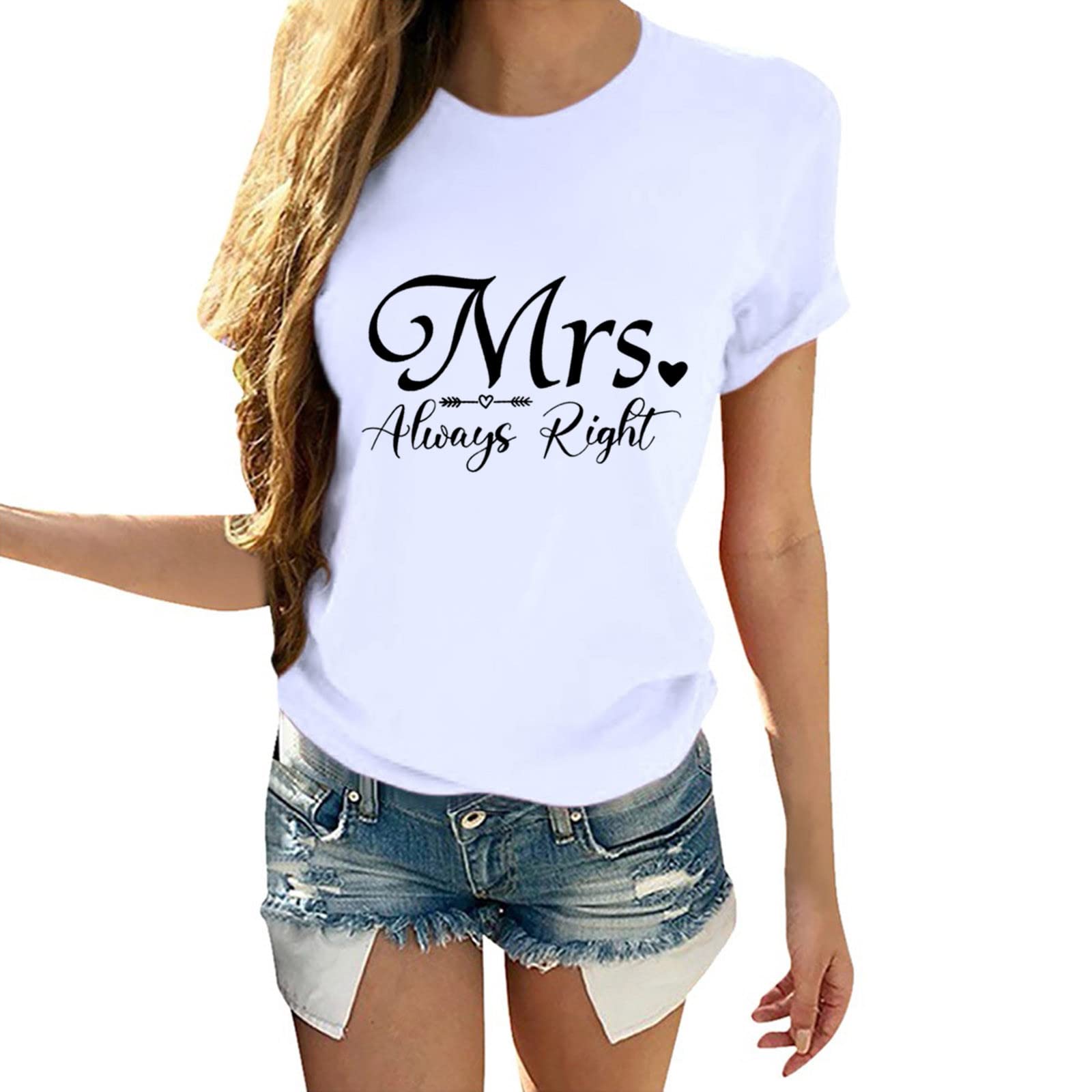 Matching Couples T-Shirts - Valentine's Day Love Print Short Sleeve Blouses for Women - Cute Couple Outfits for Date Night & Anniversary Gifts