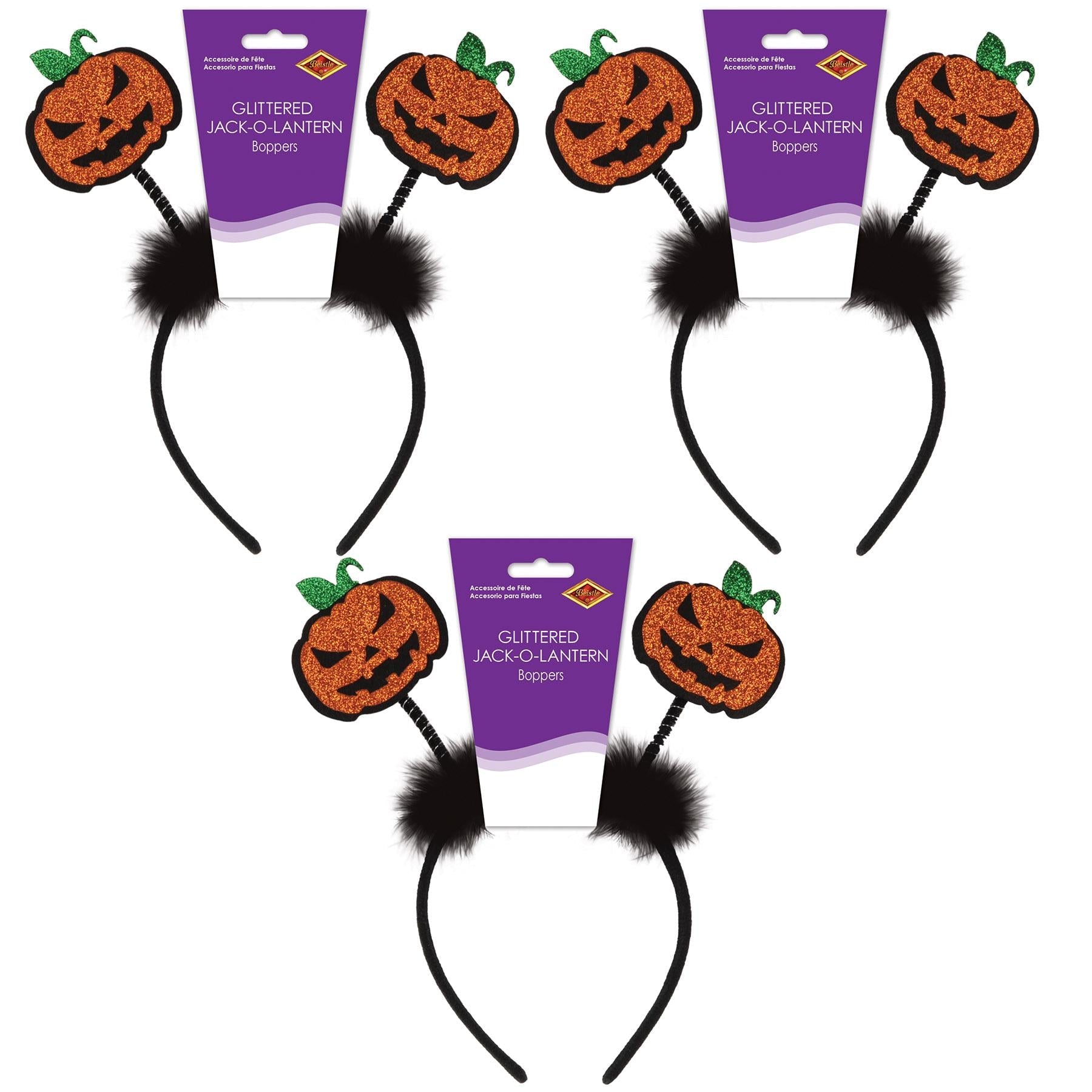12 Pack Beistle Halloween Glittered Jack O'Lantern Boppers - Party Decorations for Halloween, Trick or Treat, Costume Parties & Home Decor