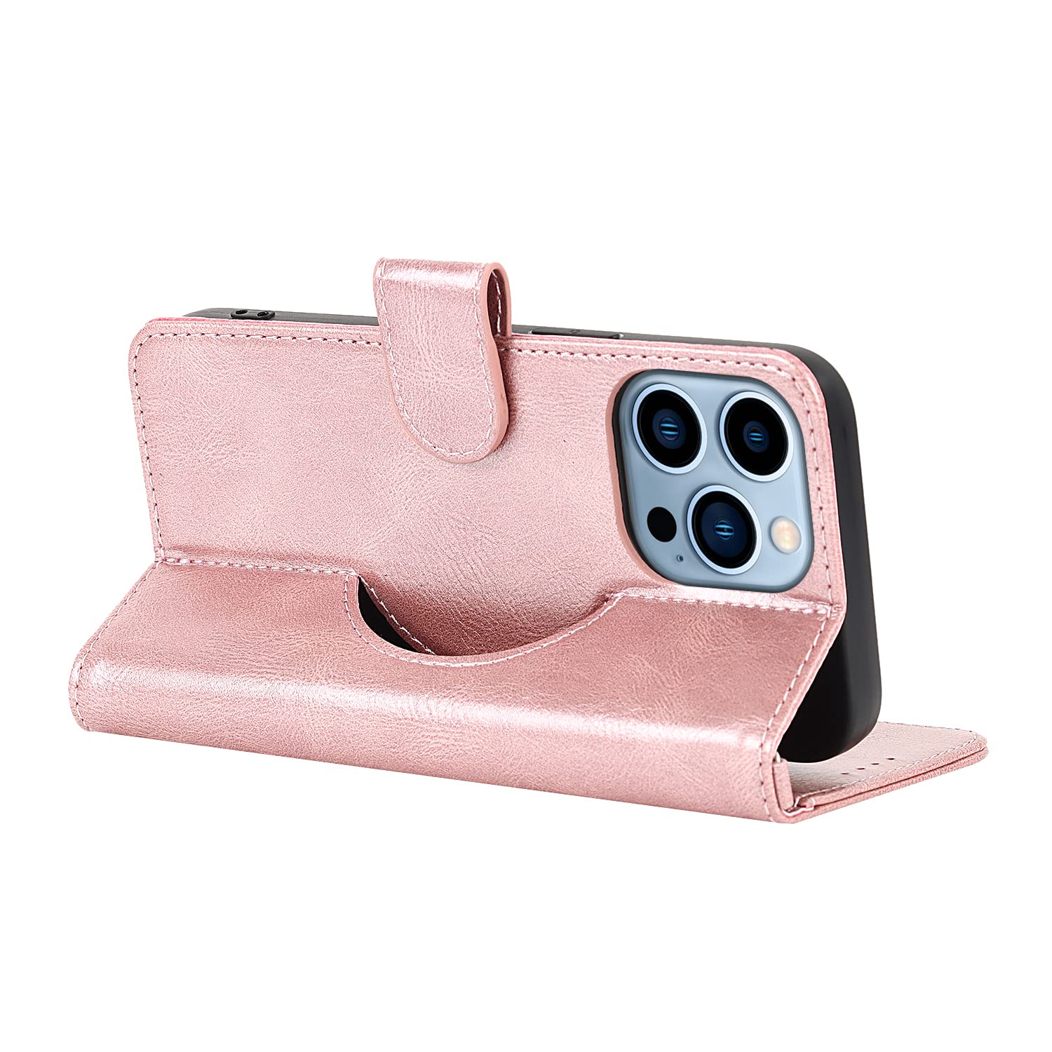 Sailor Tech Magnetic Wallet Phone Case for iPhone 13 Pro Max - Leather Flip Folio Cover with RFID Blocking & 4 Card Holder | Compatible with MagSafe Wireless Charger | Wristband Included (Pink) - Perfect for Travel, Shopping & Everyday Use