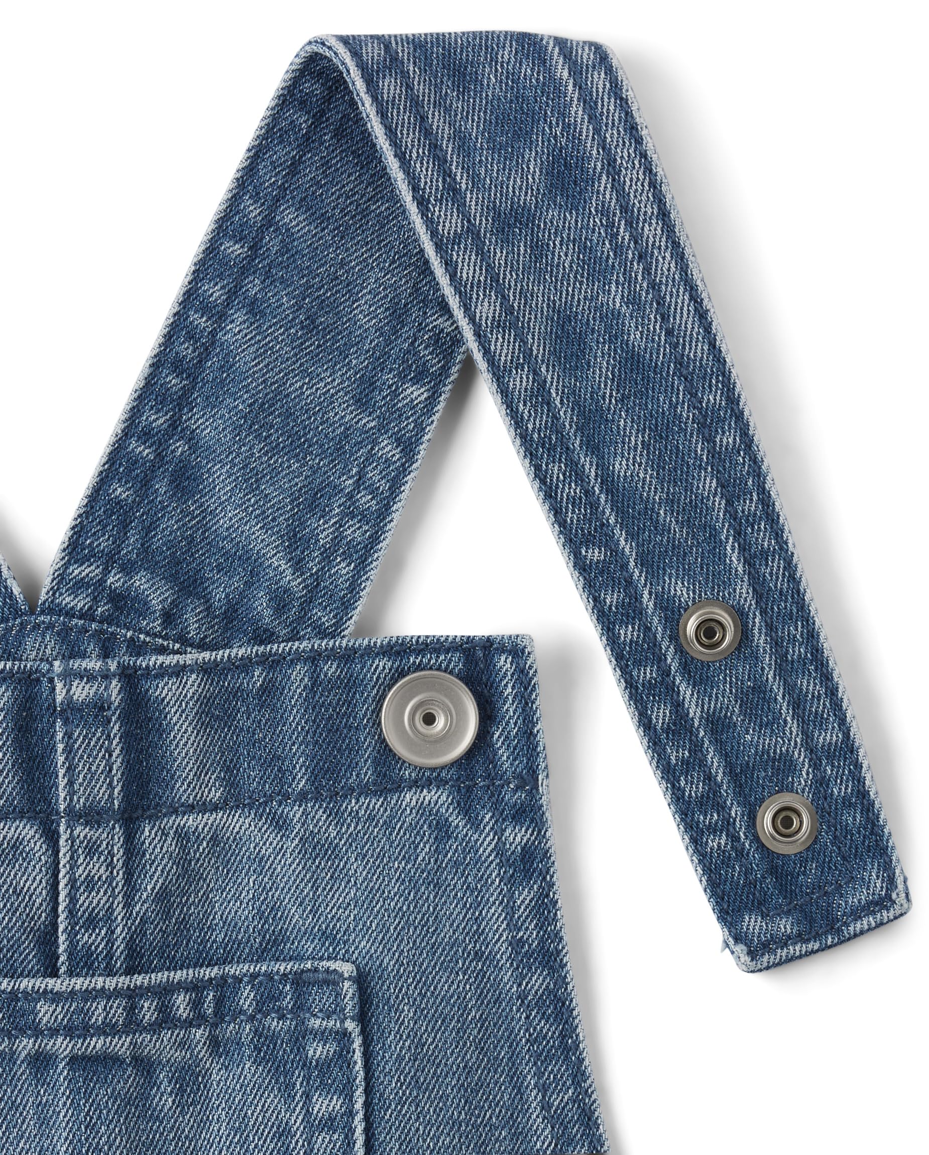 The Children's Place Girls Denim Shortall Overalls - Cute & Comfortable Toddler Jumpsuit for Playtime, Summer Outfits & Casual Wear