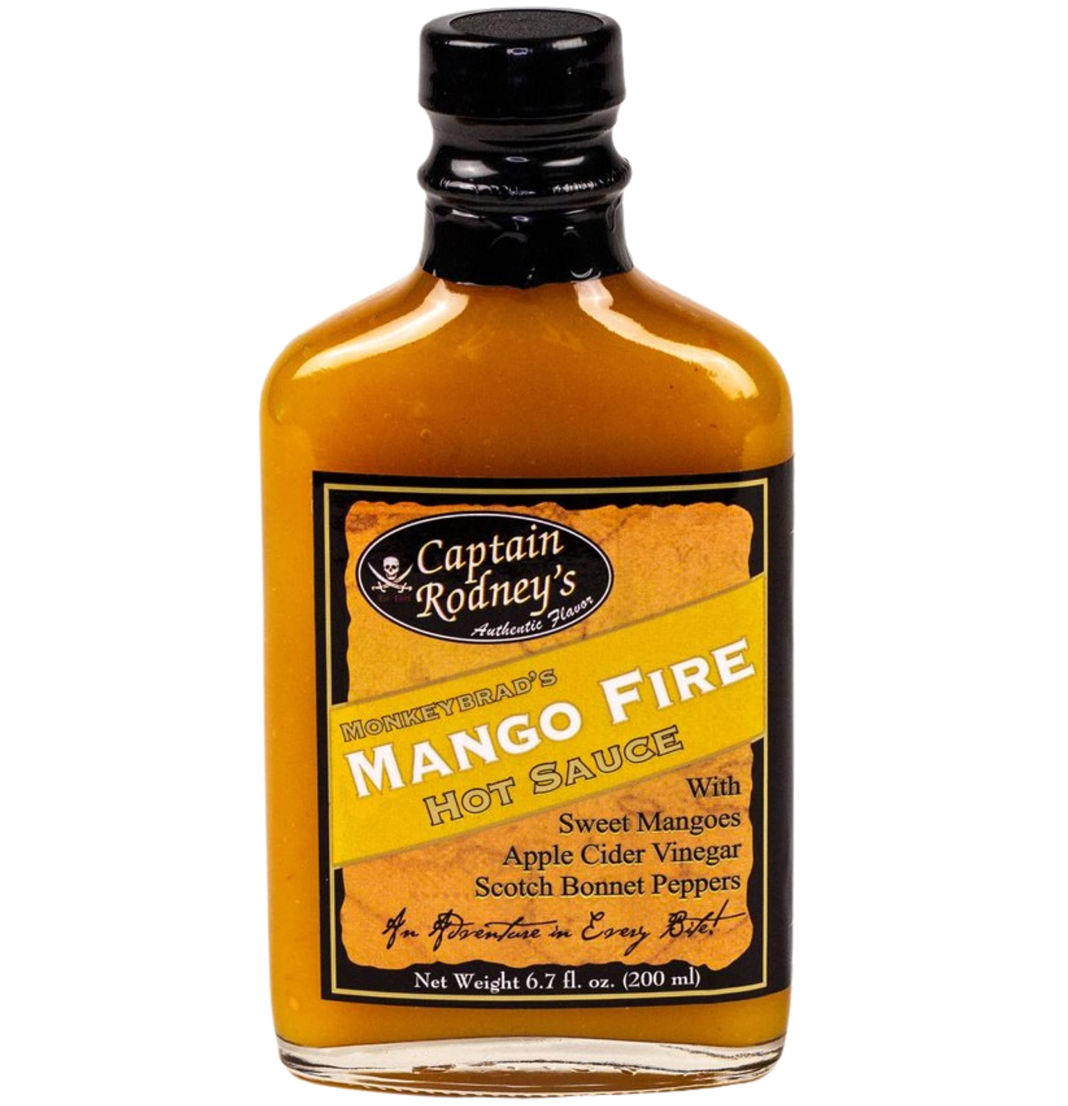 Captain Rodney's Mango Fire Hot Sauce - Spicy Mango Habanero Pepper Sauce - Gourmet Hot Sauce for Tacos, Wings & Seafood - 5oz Bottle