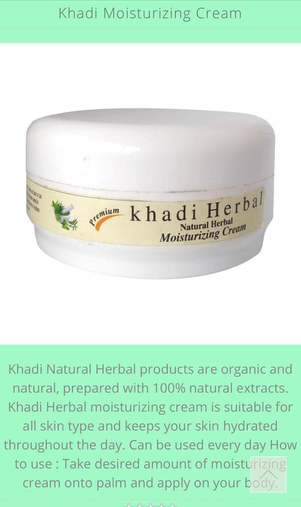 Khadi Natural Herbal Moisturizing Face Cream - Deep Nourishing Moisturizer for Normal, Dry, Oily & Combination Skin | 120g | Organic Skincare for Daily Hydration & Glowing Complexion | Perfect for Day & Night Use