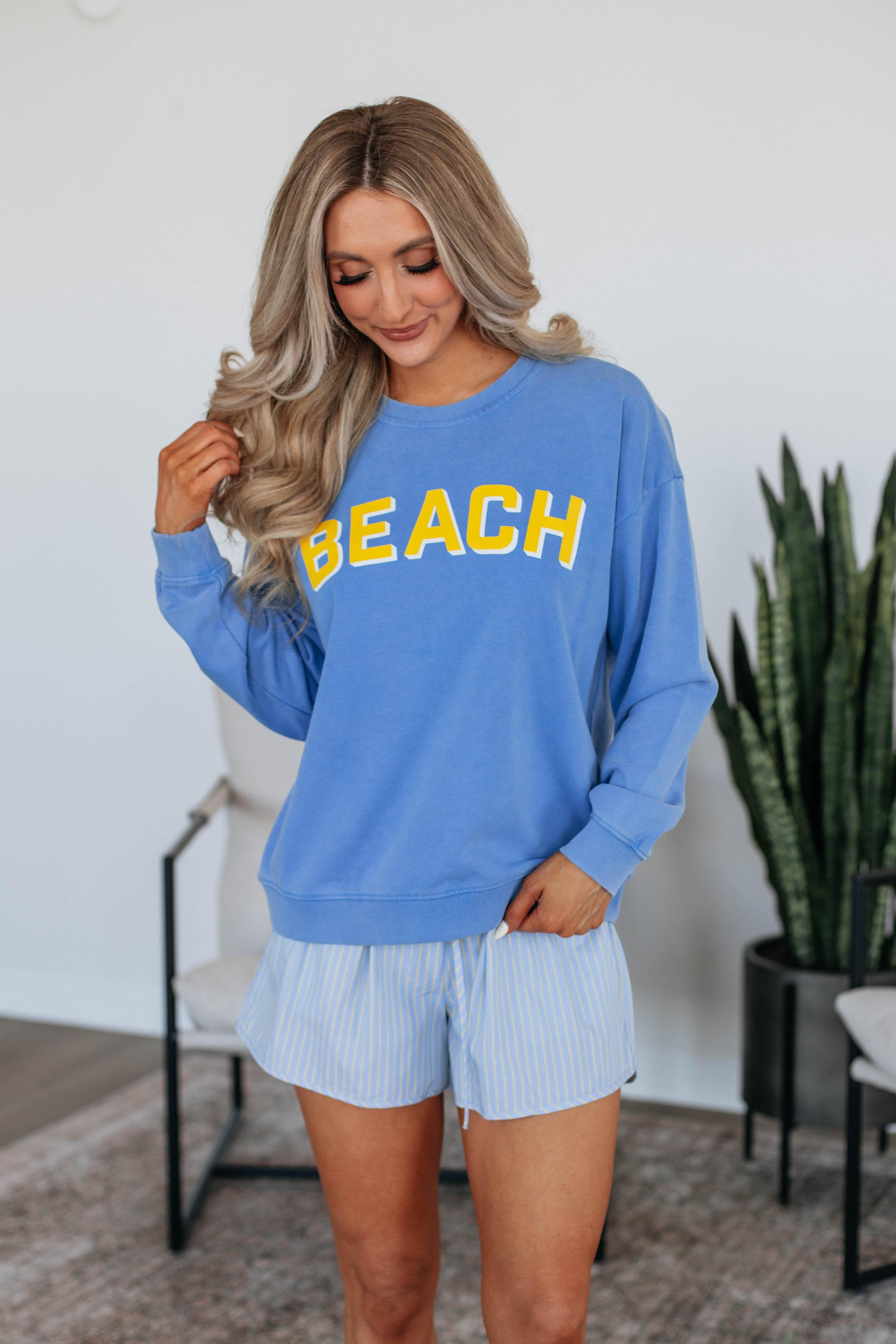Beach Babe Crewneck Sweatshirt - Women's Casual Pullover for Summer Beach Outings & Vacation Style