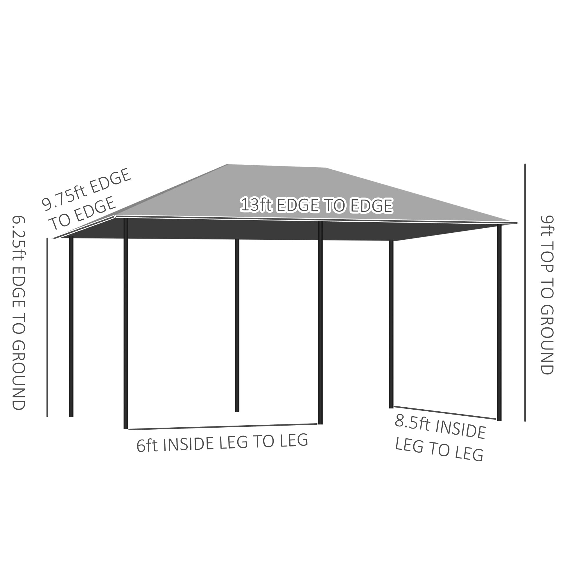 Outsunny 10' x 13' Outdoor Gazebo Canopy with 6 Removable Sidewalls, Steel Frame Patio Shelter for Garden, Backyard, Deck & Lawn - Perfect for Outdoor Dining, Parties & Shade (Gray)