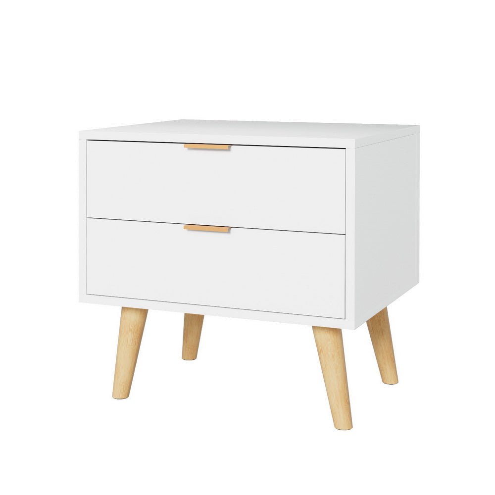 Modern White Nightstand with 2 Drawers - Bedside Storage Cabinet for Bedroom, Living Room & Office - Compact Side Table with Smooth Gliding Drawers