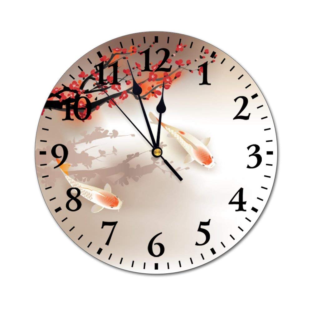 Kois Round Glass Wall Clock - Vintage Retro Hanging Clock for Kitchen, Office & Home Decor | Silent Non-Ticking Wall Decor Accessories (Perfect for Living Room, Bedroom & Workspace)