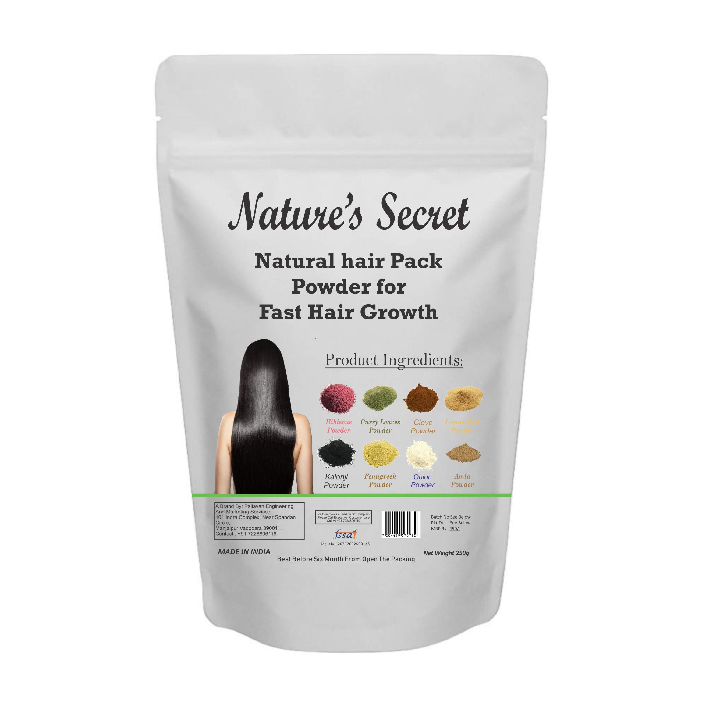 Nature's Secret DIY Natural Hair Growth Powder - Fast Hair Growth Treatment, Green, 250g | Organic Herbal Remedy for Thicker, Longer Hair at Home