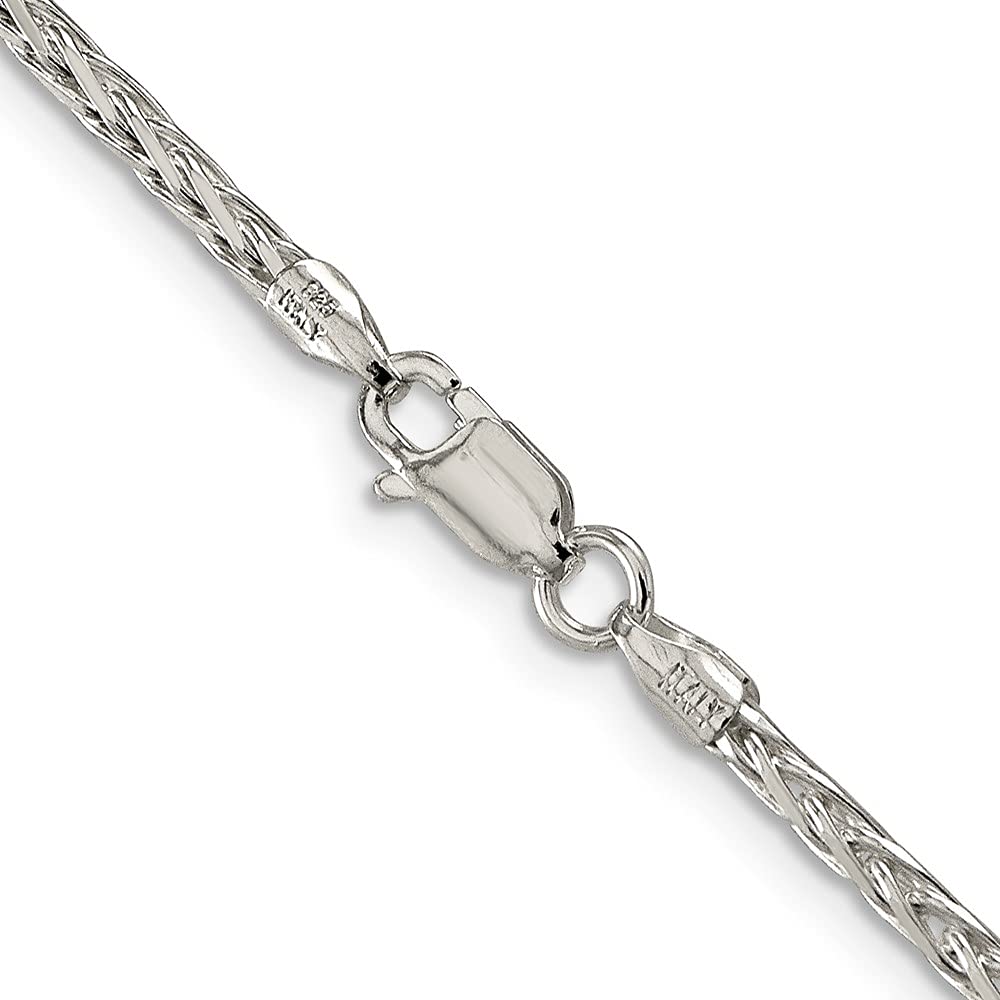 IceCarats 925 Sterling Silver 2mm Spiga Wheat Link Chain Necklace for Women - Elegant Layering Necklace for Everyday Wear, Gifts & Special Occasions