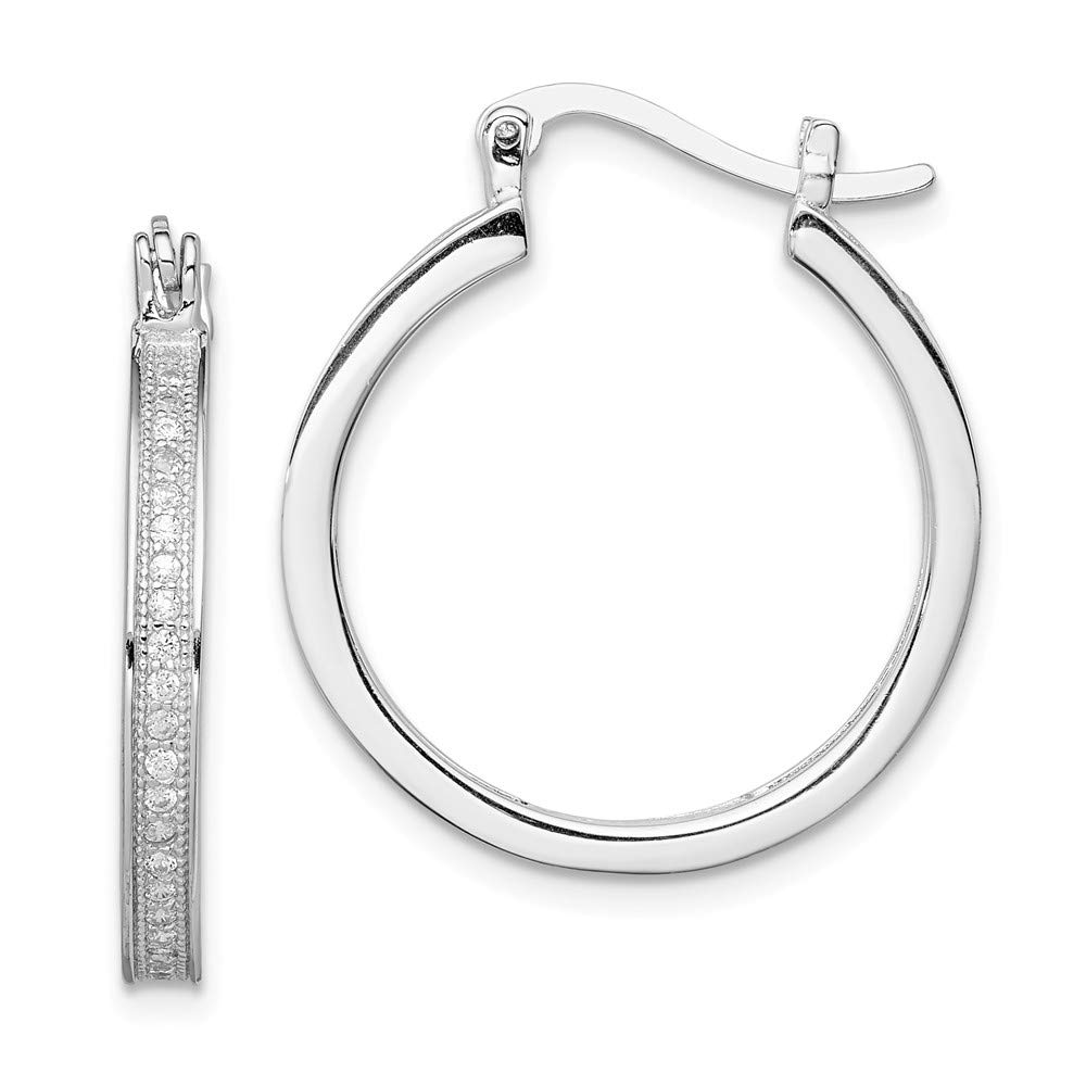 925 Sterling Silver Cubic Zirconia Hoop Earrings for Women - 26mm x 24mm CZ Studded Huggie Hoops - Perfect for Everyday Wear, Parties & Special Occasions