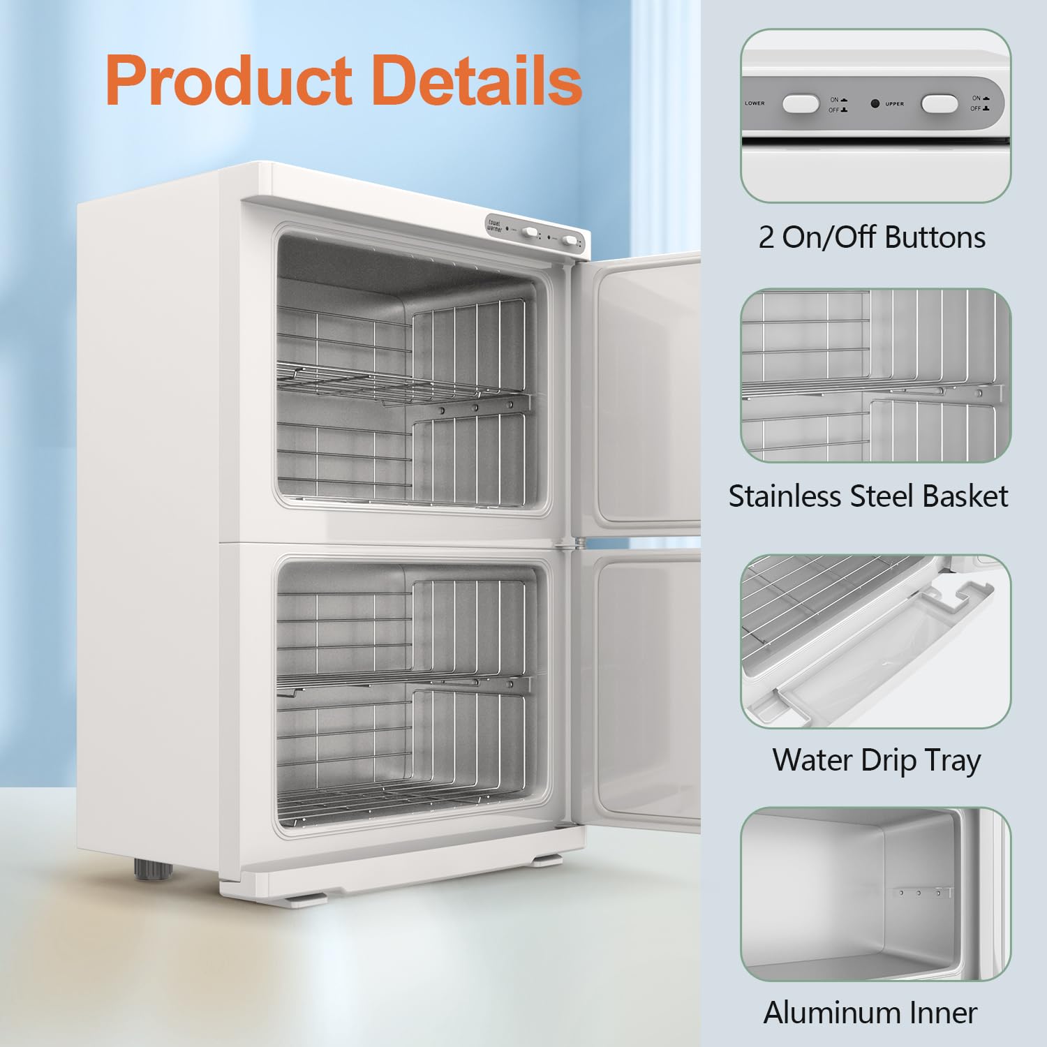 Professional 46L Large Capacity Towel Warmer Cabinet - Double Door Spa Towel Heater for Salon, Barber Shop, Restaurant & Home Use - Perfect for Warm Towels in Beauty Treatments & Hospitality Services