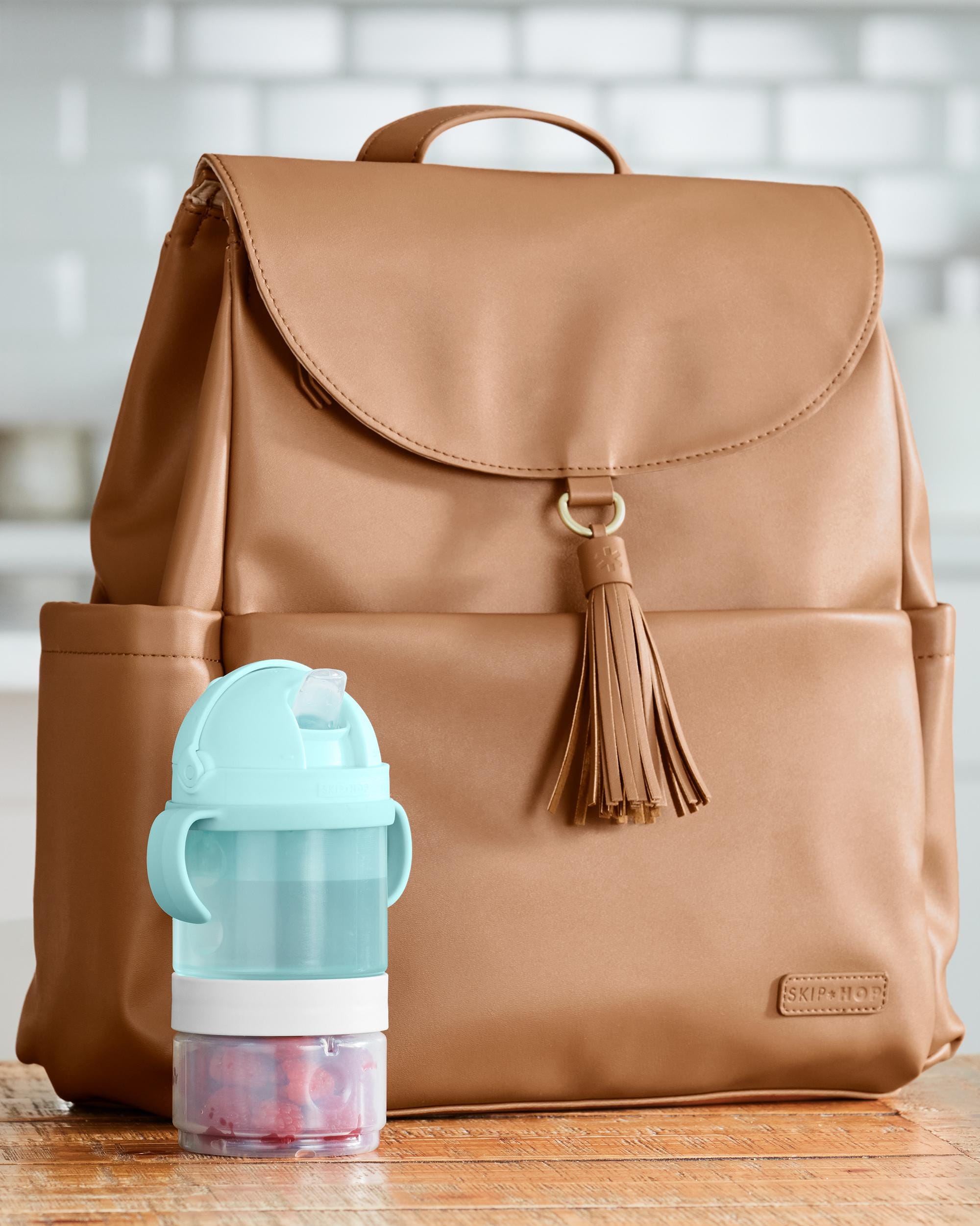 Skip Hop 2-in-1 Sip and Snack Stack Cup for Babies 6 Months+ | Leak-Proof Toddler Drinking & Snack Container | Teal & Grey | Perfect for On-the-Go Feeding, Daycare, and Travel