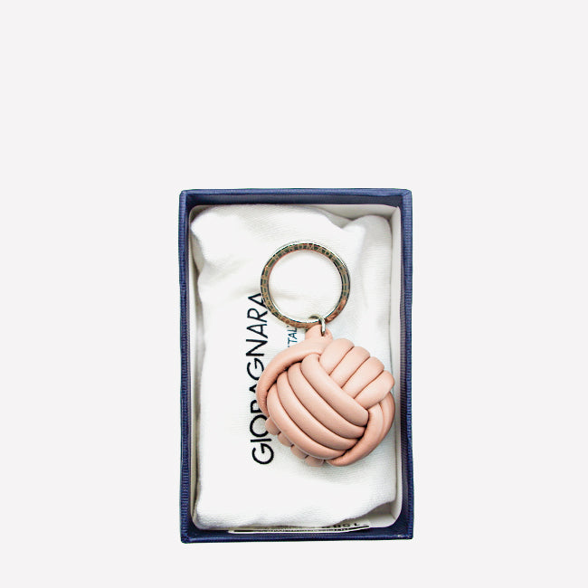 Giobagnara Nodo Keyring Nappa Leather Keychain in Nude - Stylish & Durable Key Holder for Women & Men | Perfect for Everyday Use, Gifts, and Travel Accessories