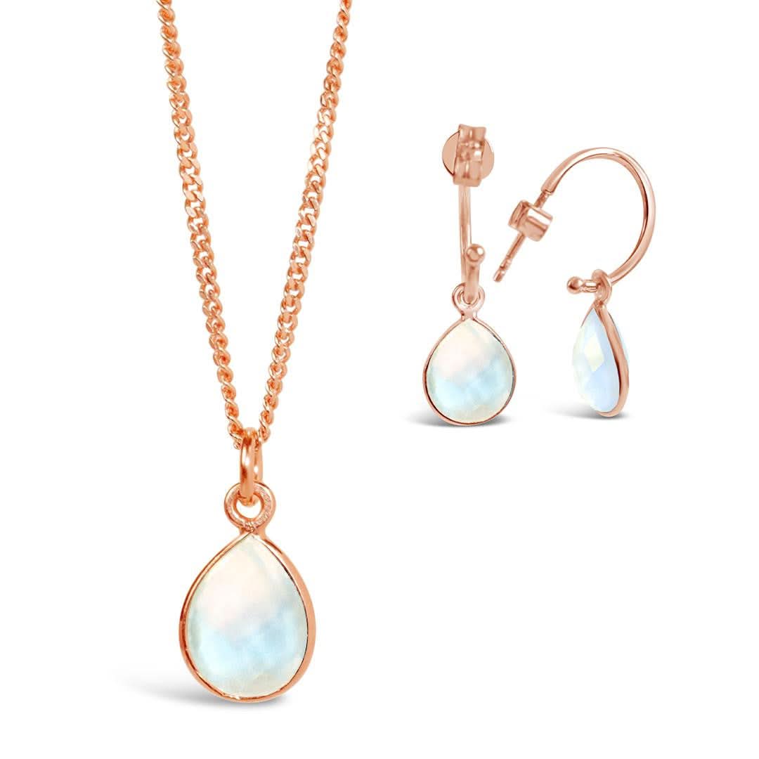 Rose Gold Moonstone Charm Necklace - June Birthstone Jewelry for Women | Perfect Gift for Birthday, Anniversary & Special Occasions