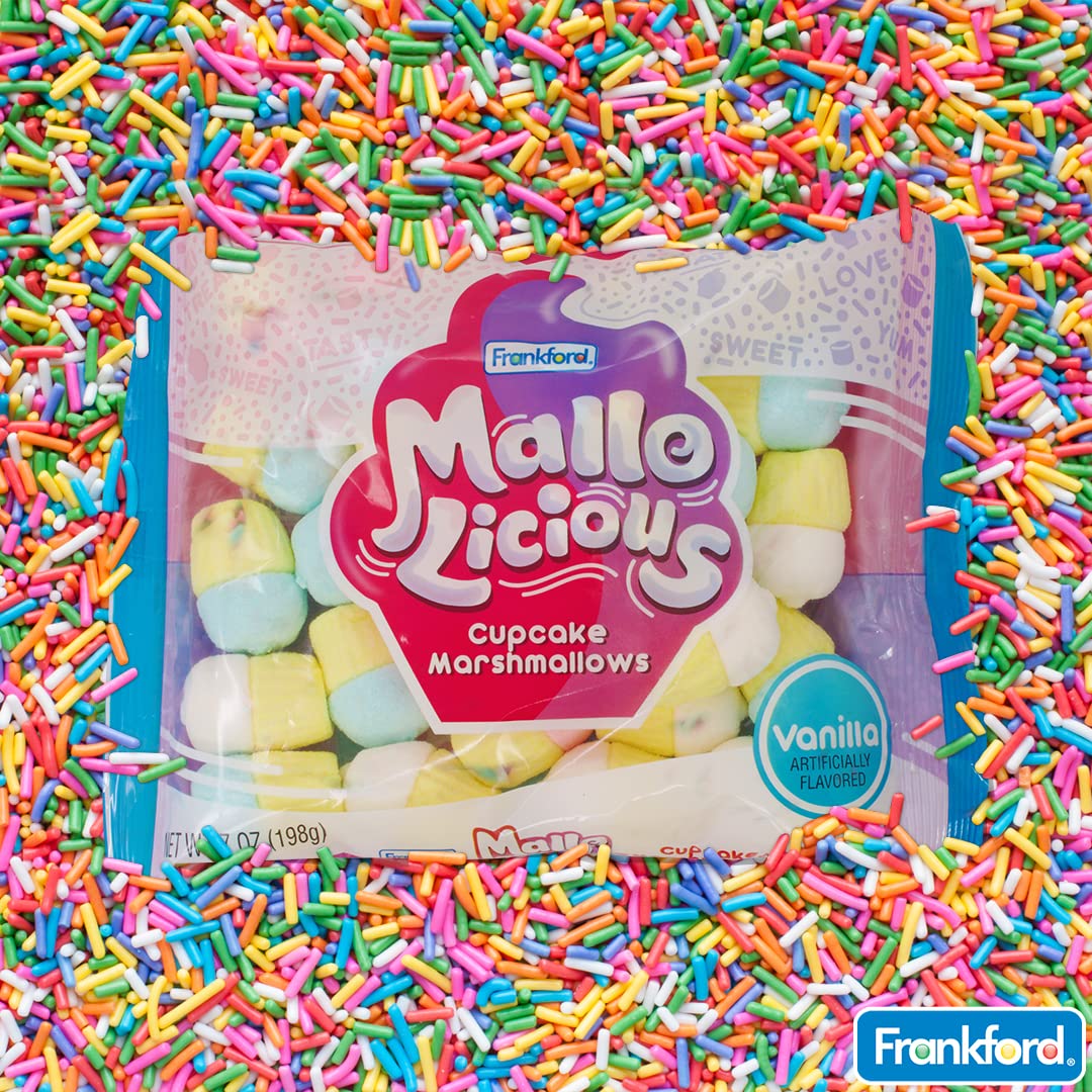 Frankford Candy Vanilla Flavored Cupcake Marshmallows - 7 Ounce Bags (Pack of 3) | Perfect for Baking, Hot Cocoa & Party Desserts