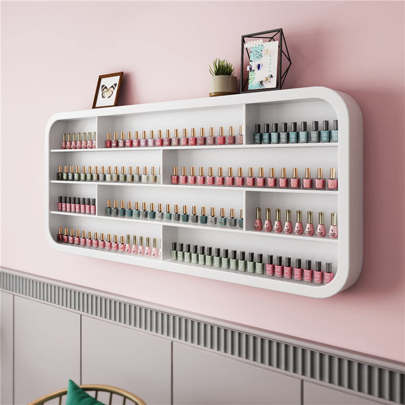 4-Tier White Nail Polish & Lipstick Organizer - Essential Oil & Cosmetics Display Shelf for Salon, Retail Store & Home Storage - Perfect for Nail Polish, Glue & Paint Can Organization