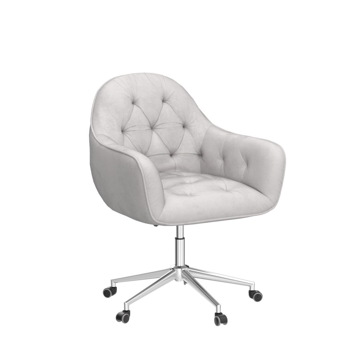 CAELUM Rolling Swivel Computer Desk Chair - Velvet Upholstered Ergonomic Office Chair for Home Office, Study, Bedroom, Gaming (Gray) | Perfect for Remote Work, Online Classes & Small Spaces