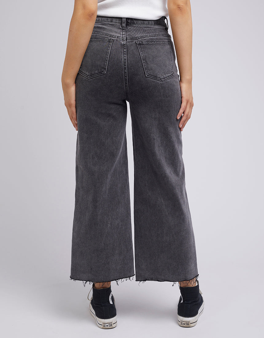 All About Eve Charlie High Rise Wide Leg Jeans for Women - Washed Black Denim Pants, Comfortable & Stylish for Casual Outings and Office Wear