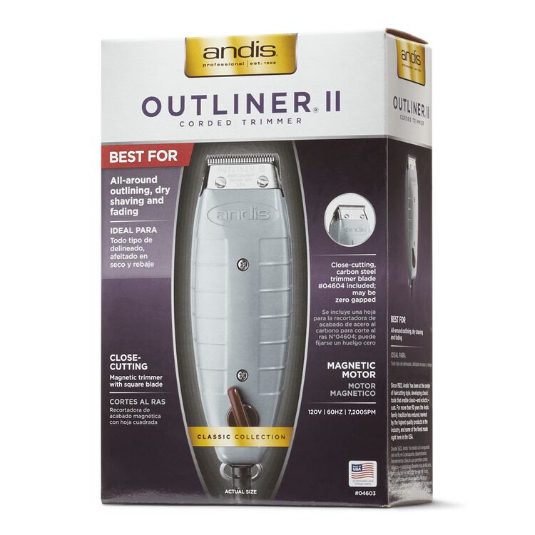 ANDIS Professional Outliner II Trimmer 04603 - Cord/Cordless Hair Clipper for Barbers & Stylists - Precision Beard & Hair Trimming for Salon & Home Use