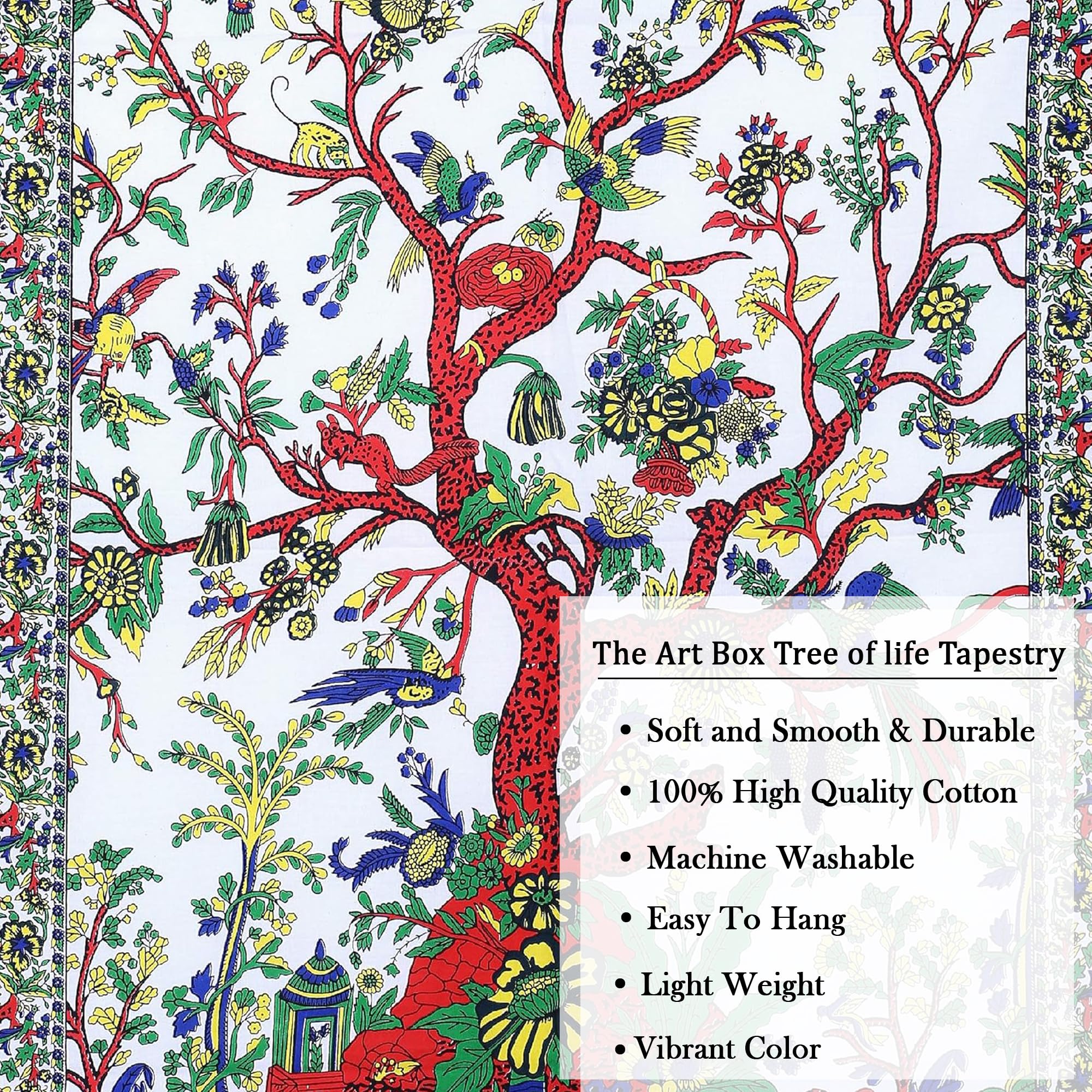 White Tree of Life Tapestry - Psychedelic Wall Hanging for Bedroom & Picnic Decor