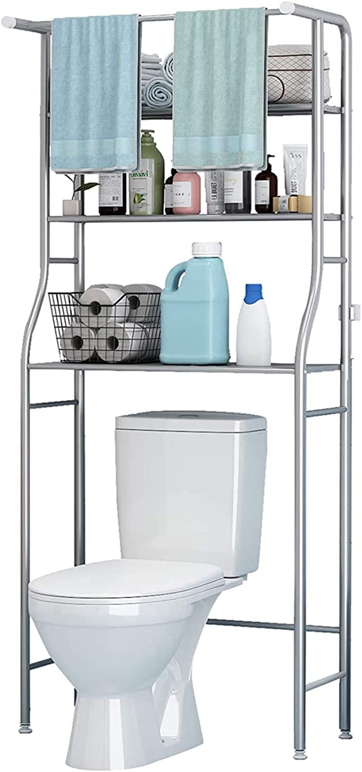 VAYONAA 3-Tier Freestanding Toilet Storage Rack - Sturdy Anti-Tilt Bathroom Organizer with Space Saving Design - Multifunctional Household Shelf for Bathroom, Toilet & Shower Organization (Stainless Steel) - Perfect for Small Spaces & Clutter-Free Bathrooms