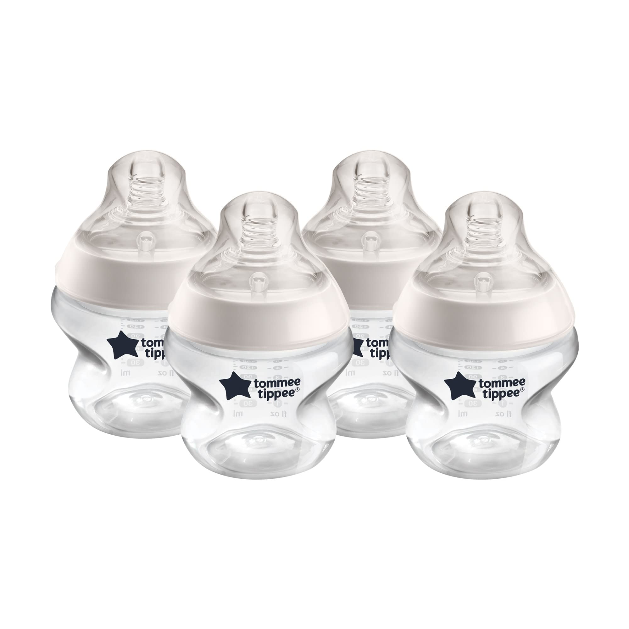 Tommee Tippee Closer to Nature Baby Bottle Set with Medium Flow Nipples - 5 oz BPA-Free Bottles & Nipple Replacement Pack for Newborns & Infants - Perfect for Breastfeeding Transition, Daycare & On-the-Go Feeding