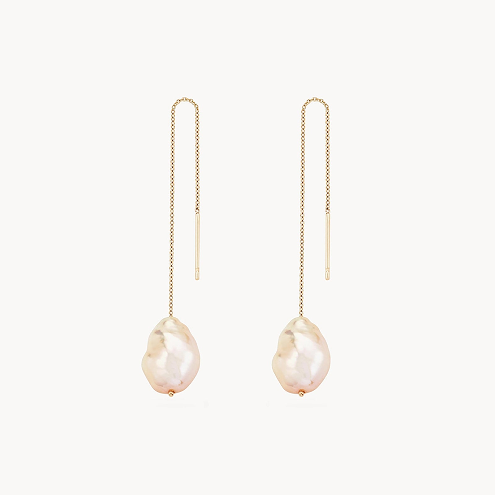 14K Yellow Gold Sofia Perla Threader Earrings – Dainty & Elegant Jewelry for Women, Perfect for Everyday Wear, Parties & Special Occasions