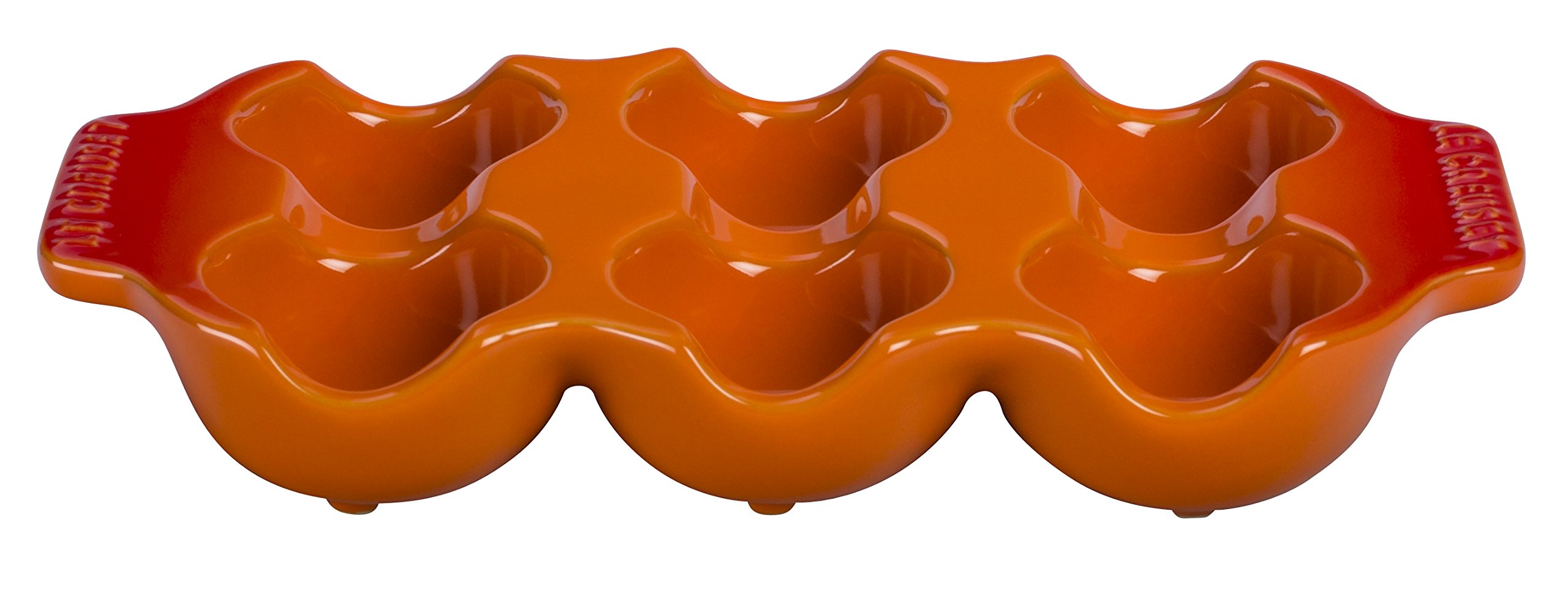 Le Creuset Flame 6-Cup Stoneware Egg Holder - Premium Ceramic Egg Carton for Kitchen, Breakfast & Dining - Perfect for Storing, Serving & Decorating Eggs in Style