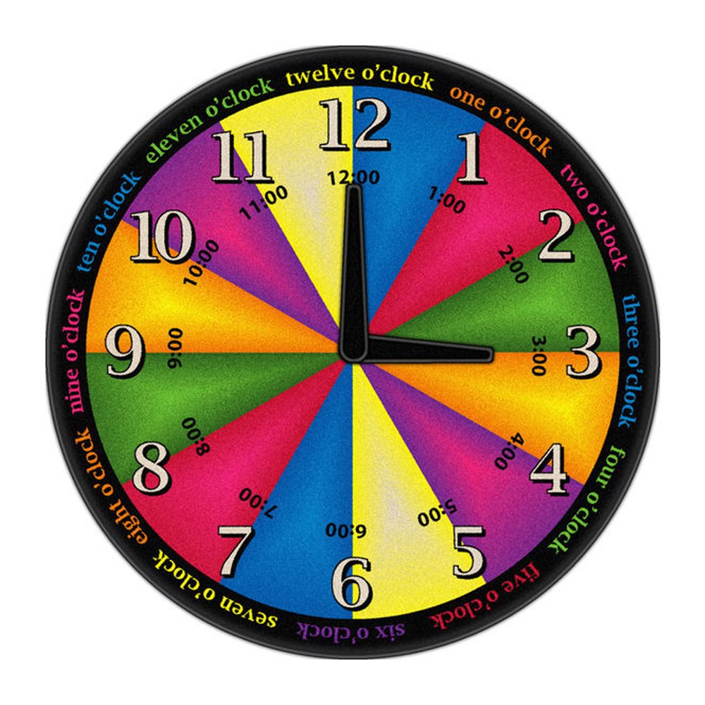 Flagship Carpets Got The Time Educational Rug - 6' Round Learning Carpet for Kids | Perfect for Home Classroom, Playroom & Nursery | Interactive Time-Teaching Floor Mat for Toddlers & Preschoolers