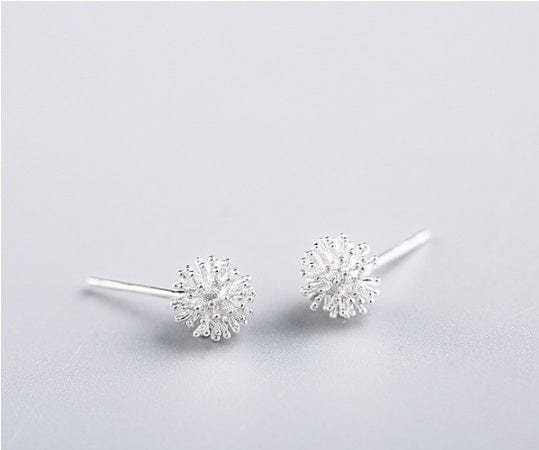 S925 Sterling Silver Dandelion Flower Ear Studs for Women - Elegant Floral Earrings for Daily Wear, Parties & Gifts