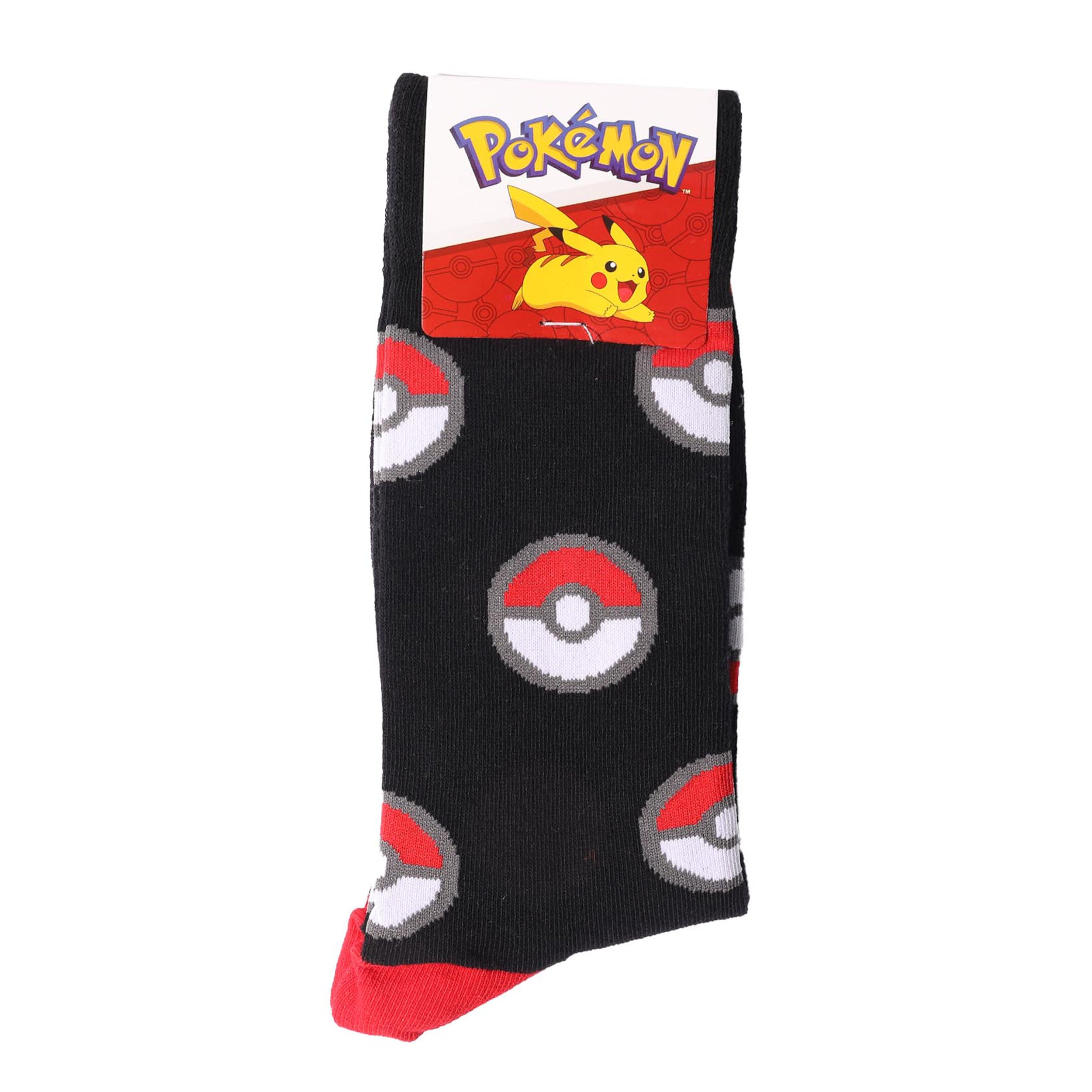 Men's Poké Ball Cotton Crew Socks - Black | Comfortable Anime Gamer Socks for Casual Wear & Cosplay