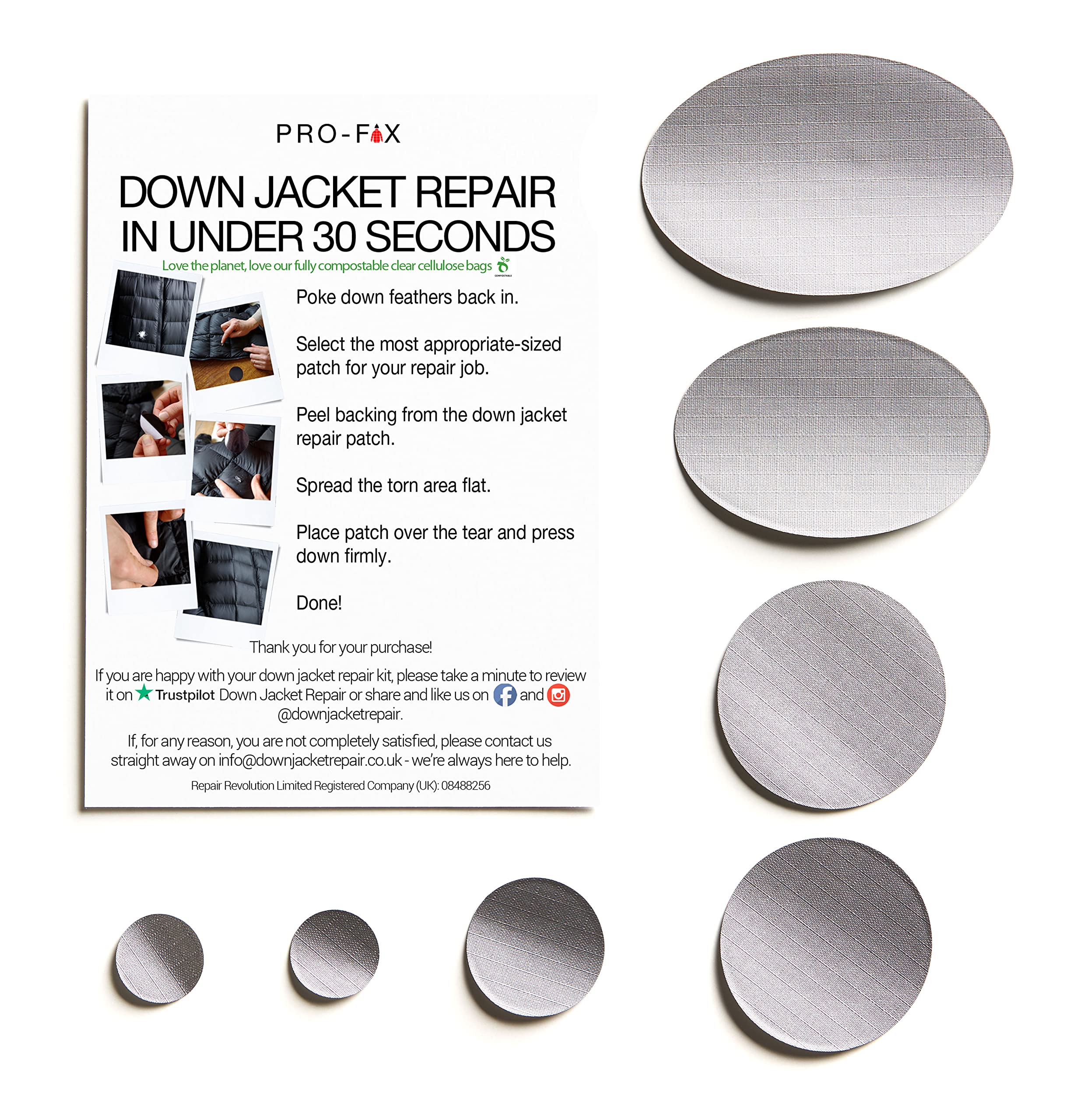 DJR Self-Adhesive Silver Down Jacket Repair Patches - Waterproof & Durable for Outdoor Gear, Winter Coats, Sleeping Bags - Perfect for Camping, Hiking & Cold Weather Activities