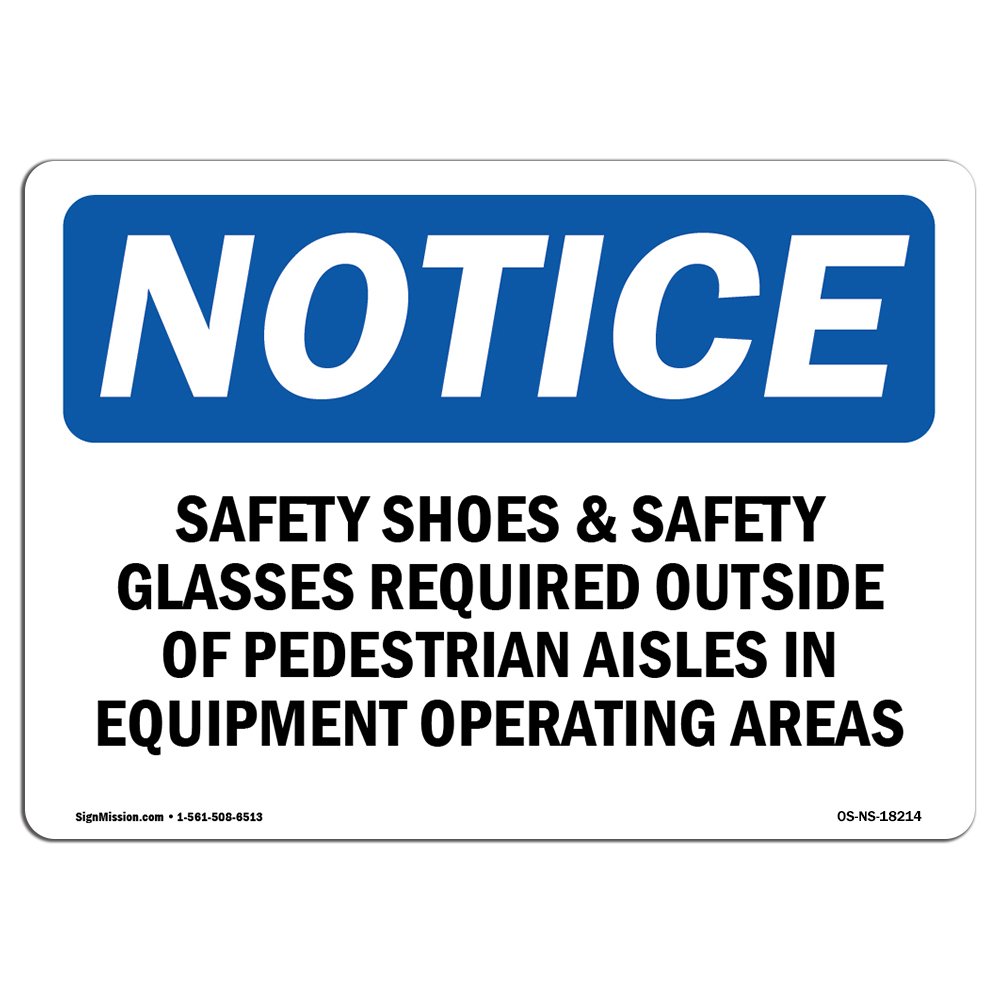 OSHA Safety Sign - 'Safety Shoes & Glasses Required' Aluminum Warning Sign for Workplaces | Durable Outdoor & Indoor Use for Construction Sites, Warehouses, Factories | Made in USA | Workplace Safety Compliance