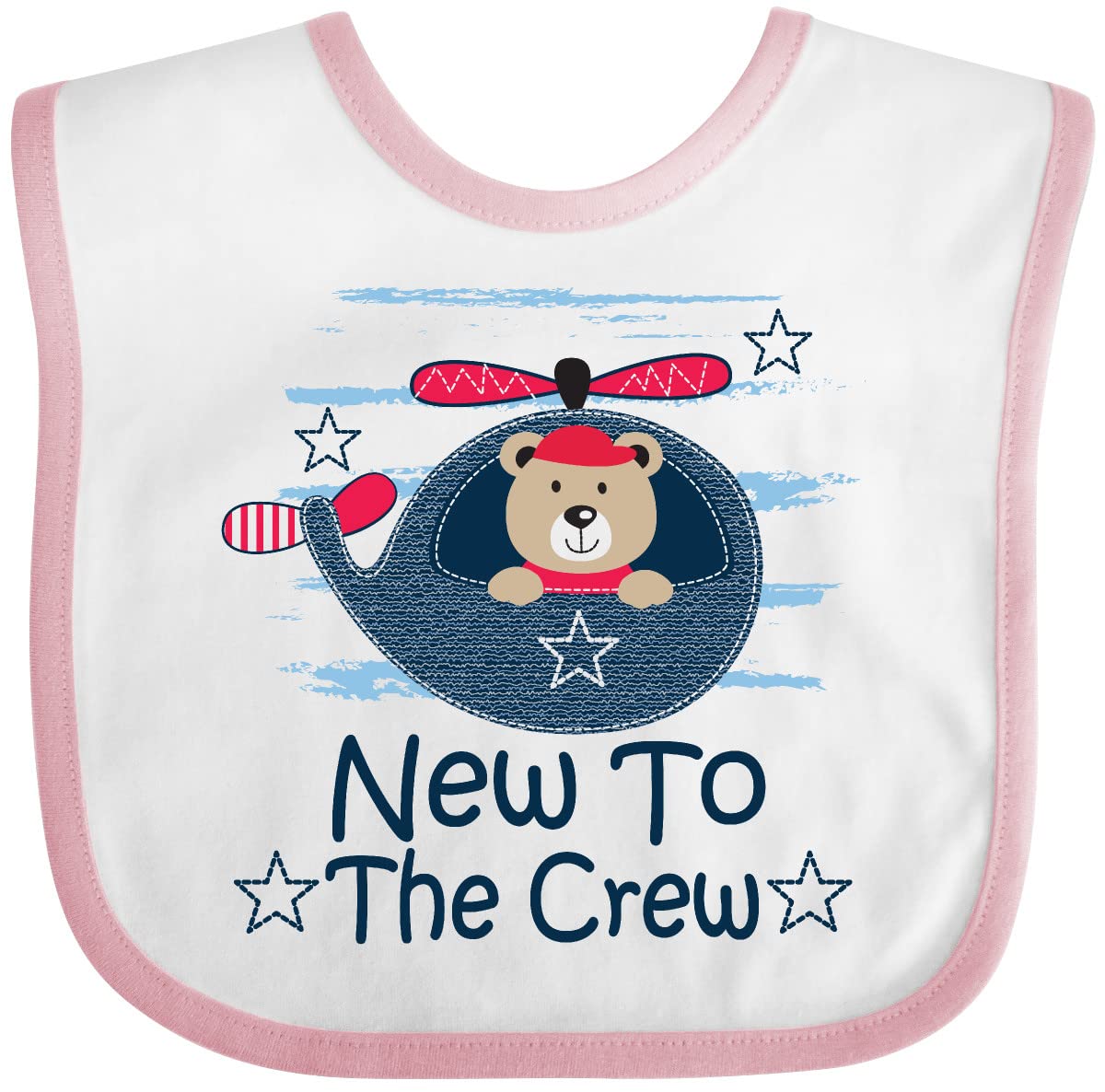 Inktastic New To The Crew Baby Boy Bib - Soft & Absorbent Cotton Drool Bib for Newborns & Infants - Perfect for Feeding, Teething & Everyday Use
