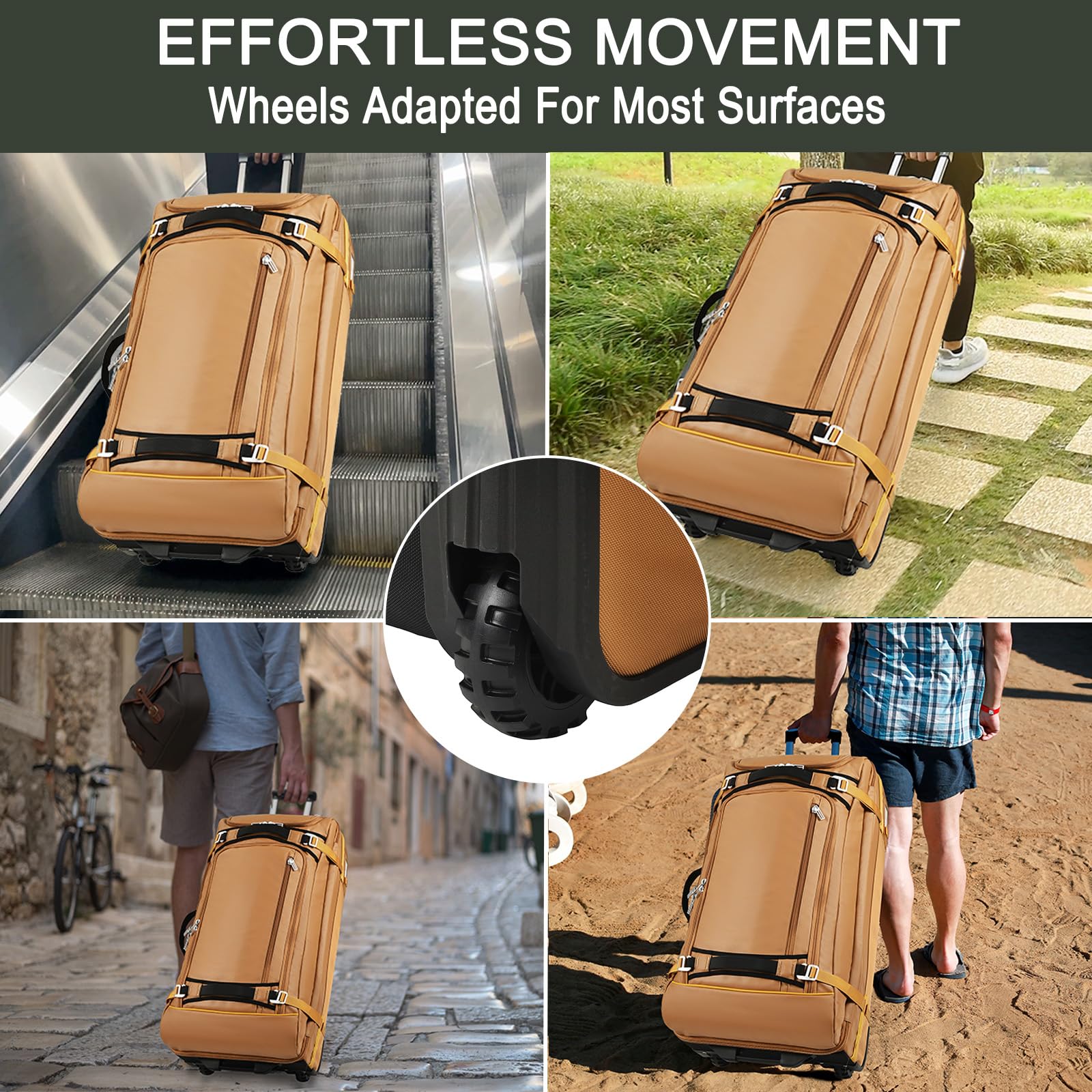100L Large Rolling Duffle Bag with Wheels - Heavy-Duty Expandable Travel Luggage with 5 Handles & Compression Straps | Perfect for Long Trips, Gym Gear, Camping Equipment & Sports Gear Storage
