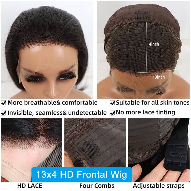12A Super Grade Eullair Double Drawn Human Hair Wigs - Bone Straight HD Lace Frontal Wig for Women | Natural Look for Daily Wear, Parties & Special Occasions