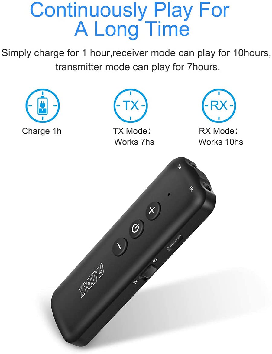 Bluetooth 5.3 Transmitter and Receiver - 3-in-1 Wireless Audio Adapter with 3.5mm AUX for TV, PC, Car, Headphones | Home & Office Stereo System | Perfect for Streaming, Gaming & Hands-Free Calls (Black)
