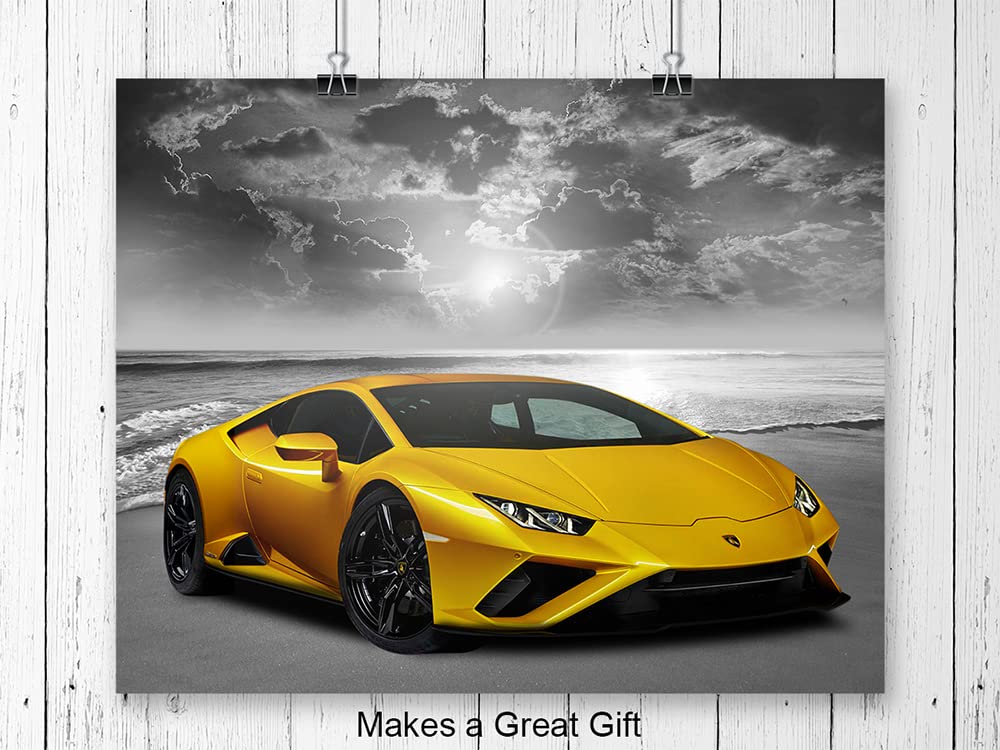 Lamborghini McLaren Ferrari Bugatti Sports Car Wall Art Posters - Boys Room Decor & Man Cave Wall Decor - Race Car Themed Garage & Bar Wall Art - Perfect for Coastal Beach Theme Bedrooms & Game Rooms