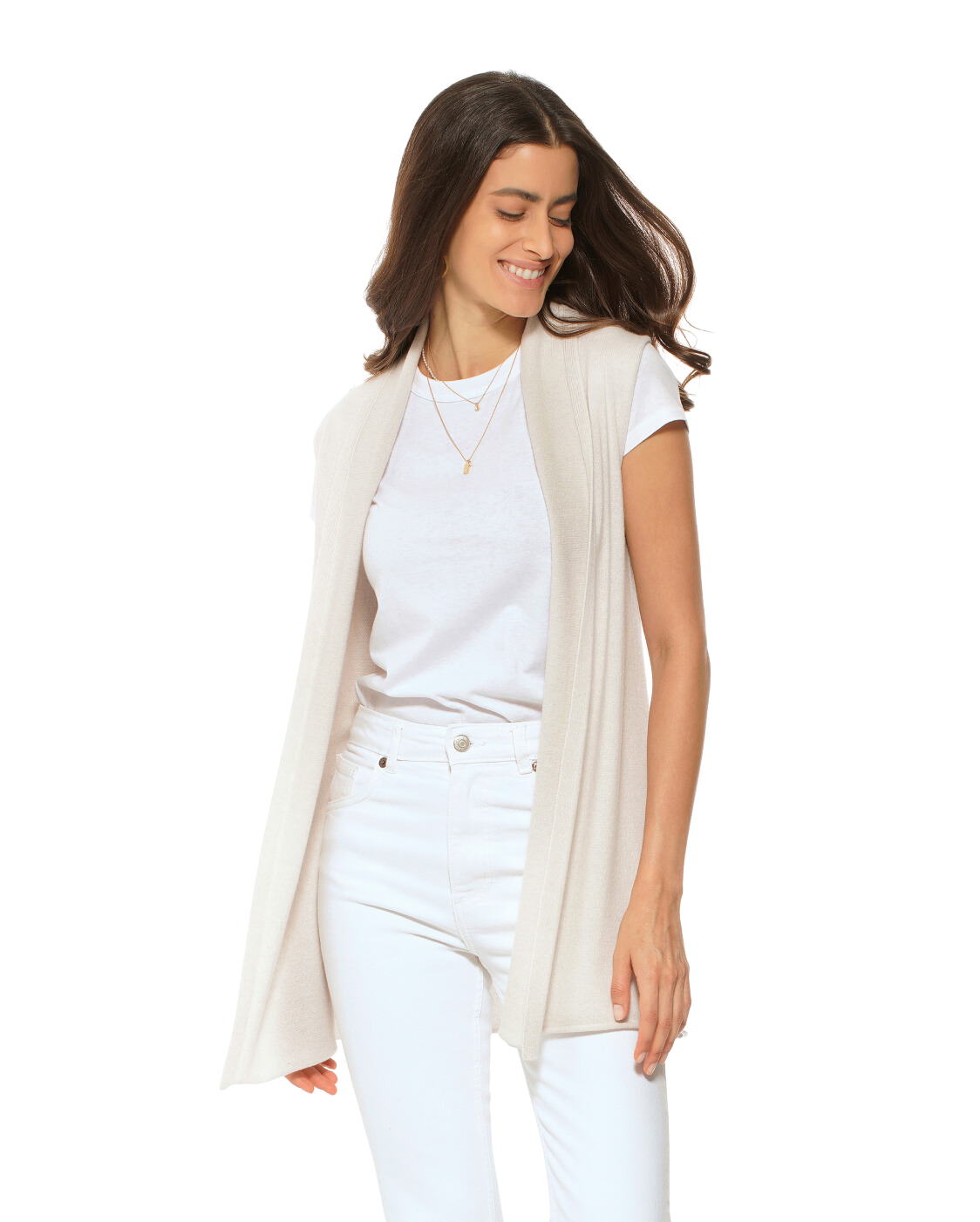 Luxury Women's Pure Cashmere Sleeveless Cardigan Sweater - Soft & Warm Orange Cashmere Wrap - Perfect for Office, Travel & Evening Outfits