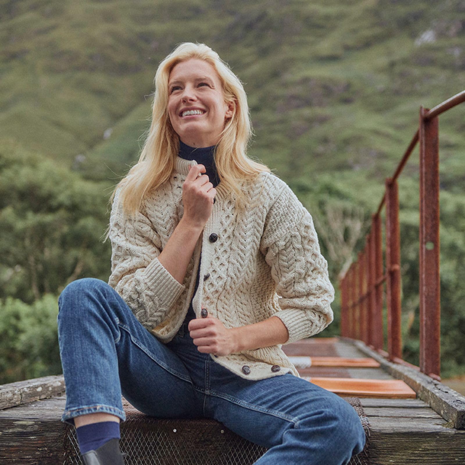 Women's Irish Cable Knit Aran Cardigan Sweater - 100% Pure Merino Wool - Handmade in Ireland - Cozy Winter Wear for Office, Dates & Holiday Outfits