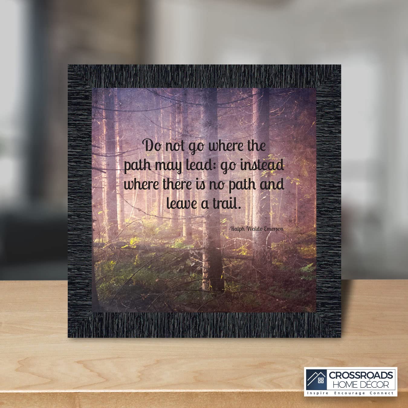Motivational Wall Art with Emerson Quote - Inspirational Office Decor & Graduation Gifts for Boys - 'Do Not Go Where the Path May Lead' Framed Print - Perfect for Home Office, College Dorm & High School Graduation Party Decor