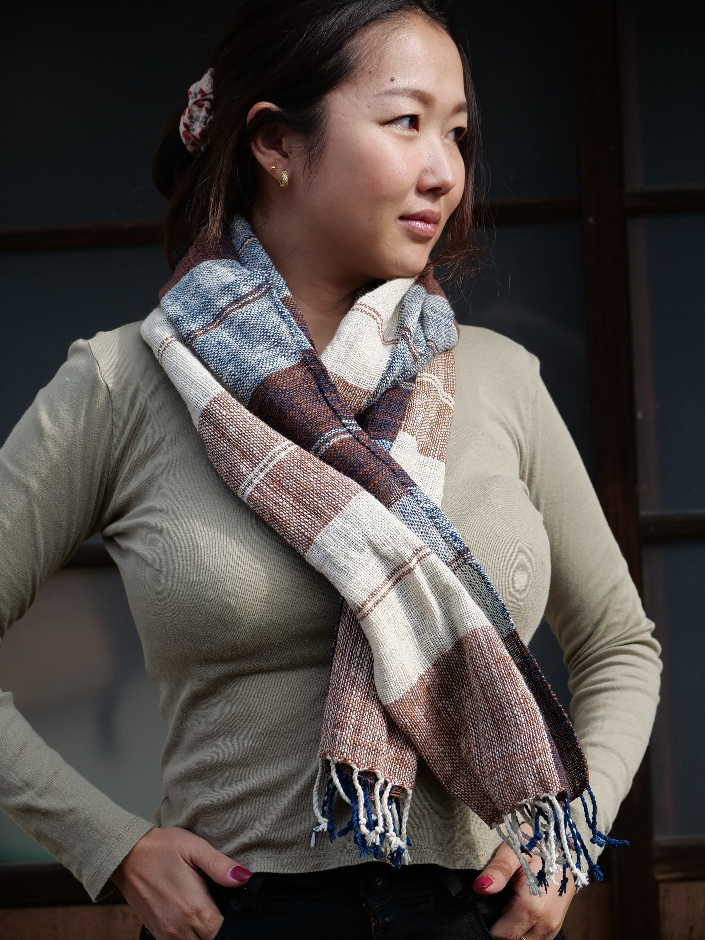 Handmade Indigo Dyed Scarf - Soft Lightweight Womens Fashion Accessory for Fall Winter Outfits & Travel