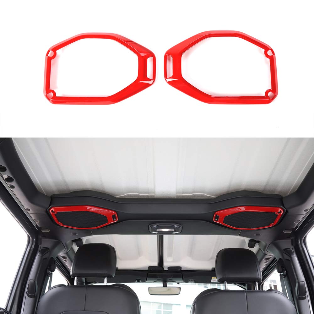 Red Car Roof Speaker Ring Decoration Sticker - Interior Mouldings for Jeep JL & JT Gladiator (2018+) - Enhance Your Wrangler's Style for Off-Road Adventures & Car Shows