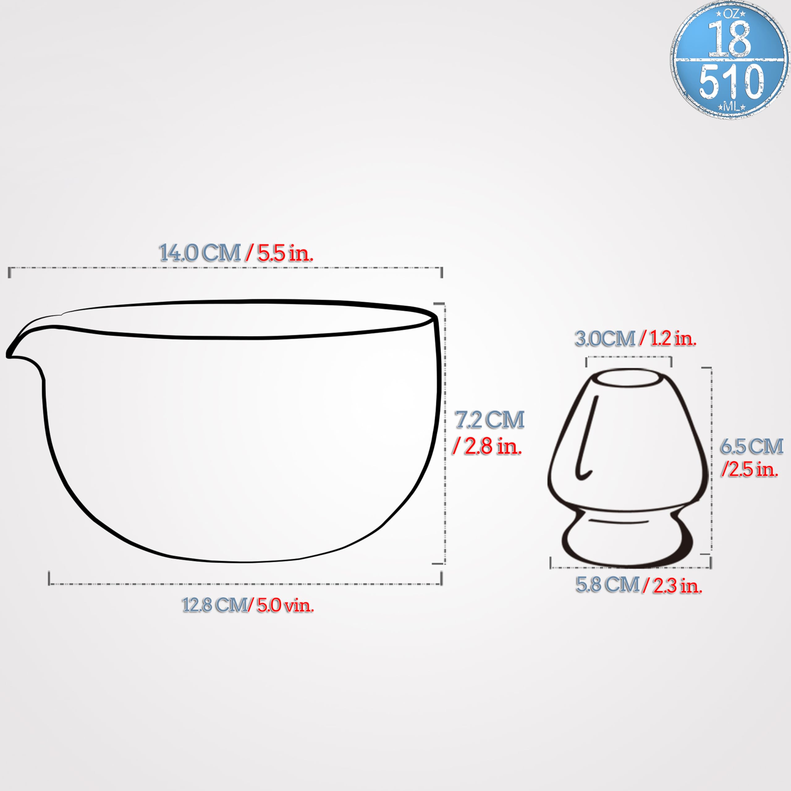 Premium Matcha Bowl Set - 2 Pcs 18oz Ceramic Matcha Chawan with Spout & Whisk Holder - Grey Japanese Tea Cup with Stand - Perfect for Green Tea Mixing & Traditional Tea Ceremonies - Ideal Gift for Matcha Lovers & Tea Enthusiasts