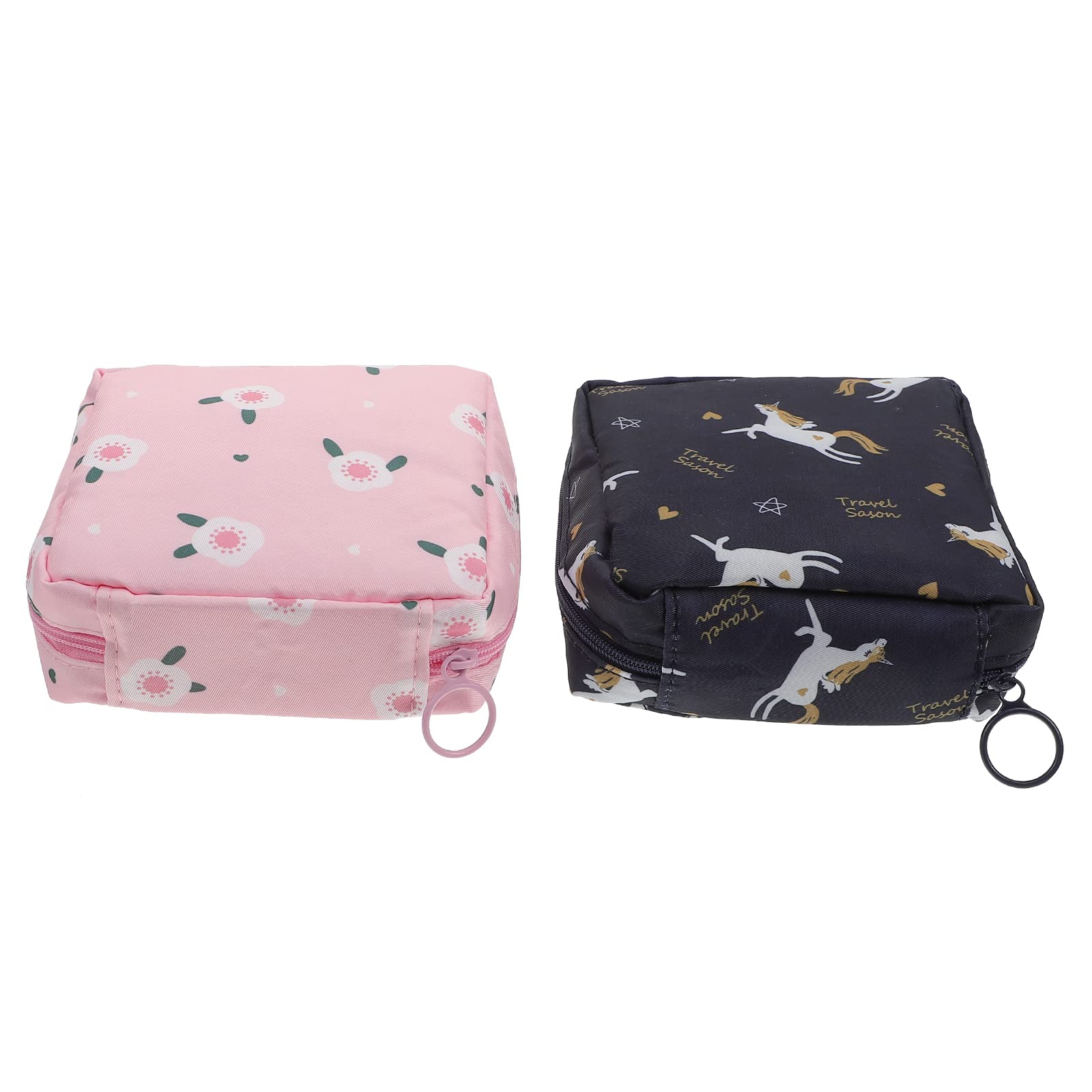 Healifty 2 Pack Menstrual Pad Storage Bags - Waterproof Nylon Travel Organizer for Women | Perfect for School, Gym & Travel Essentials