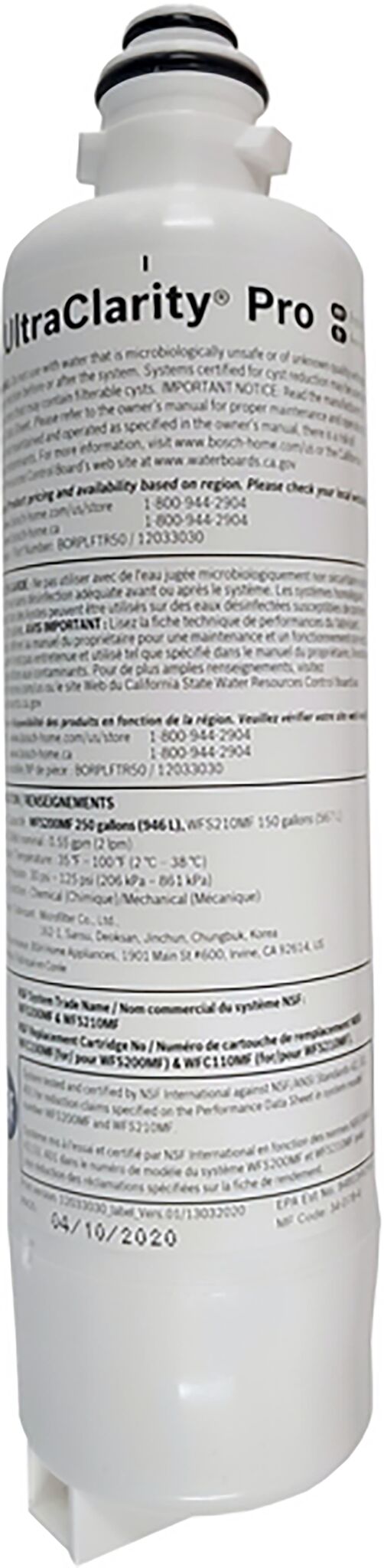 Bosch UltraClarity Water Filter BORPLFTR30 - Premium Replacement Cartridge for Clean Drinking Water | Perfect for Home, Office & RV Use