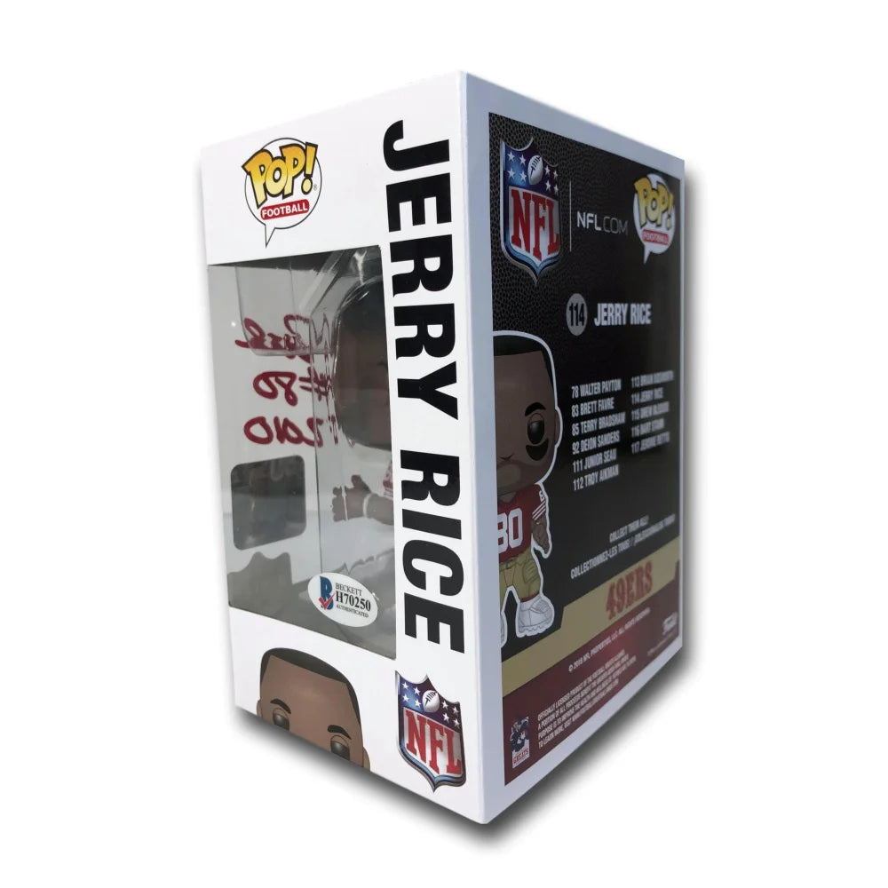 Jerry Rice Autographed 2010 Funko Pop #114 with BAS COA - San Francisco 49ers Hall of Fame Collectible - Perfect for NFL Memorabilia Displays & Sports Fan Gifts