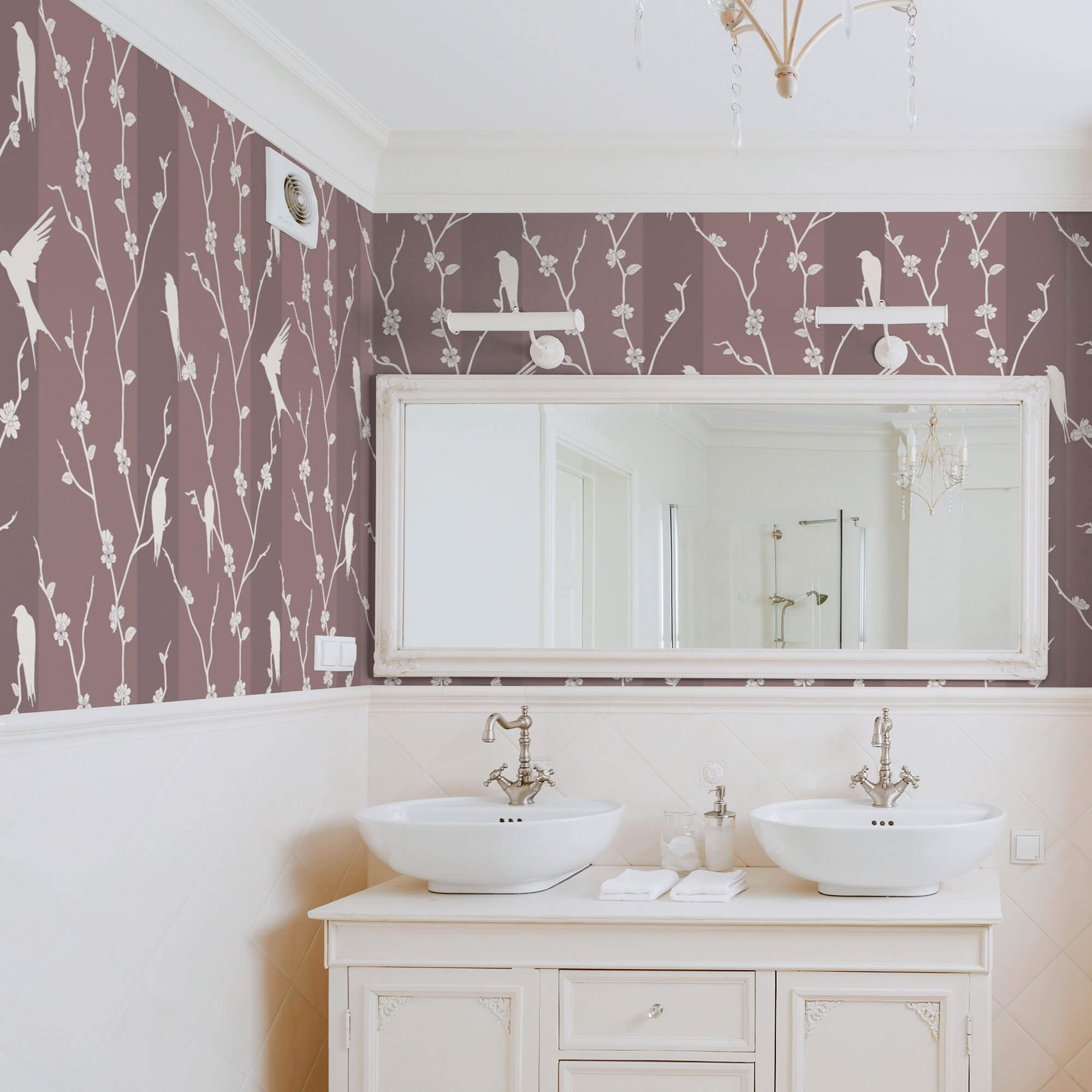 Lavender Floral Animal Print Peel and Stick Removable Wallpaper - Self-Adhesive Decorative Wall Covering for Nursery, Bedroom, Living Room & Office Decor