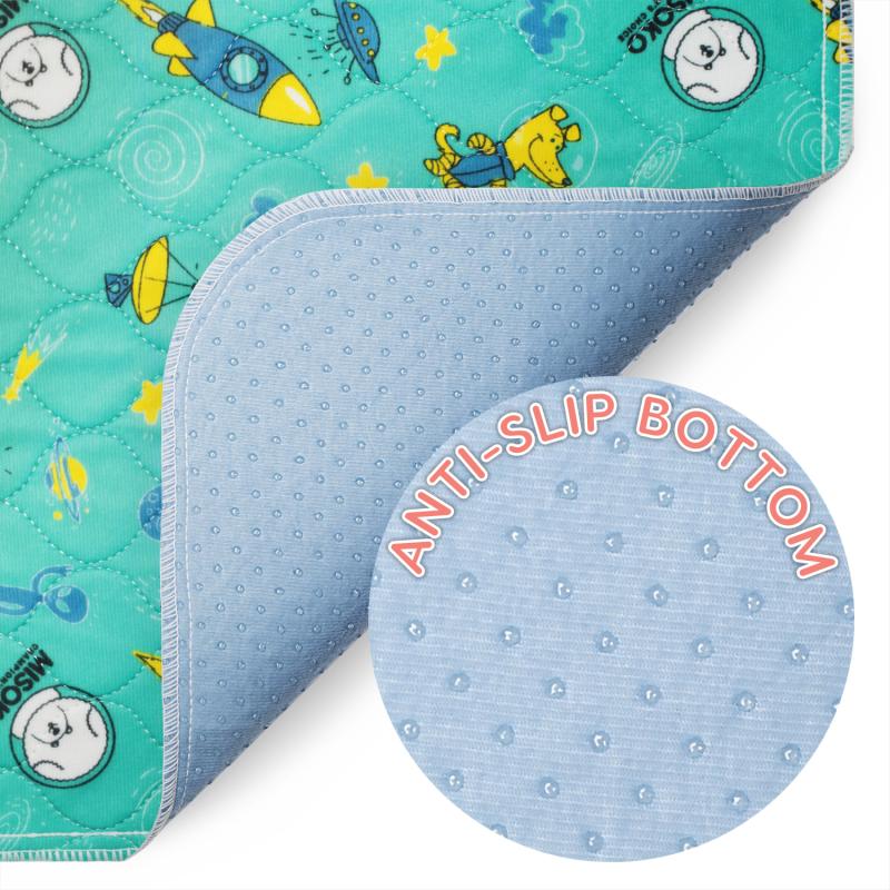 Misoko Reusable Pet Pads with Rockets Design - Mint Green, 2-Pack - Absorbent & Washable for Dogs, Cats, Puppies, and Kittens - Perfect for Training, Crate Lining, and Travel Use